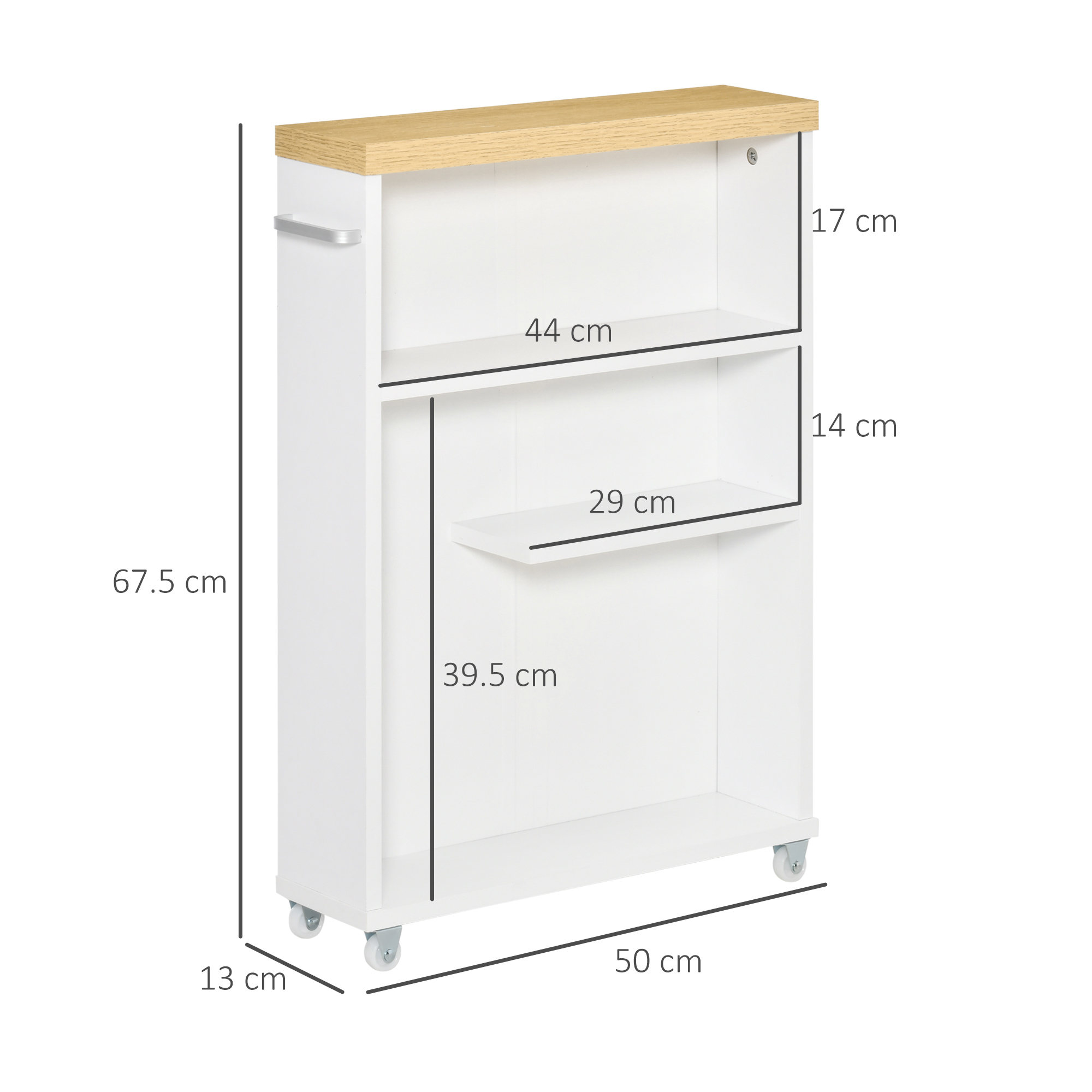 Mobiletto Stretto Da Bagno 4 Ripiani Con Ruote - Salvaspazio Per Cucina E Lavanderia - 2