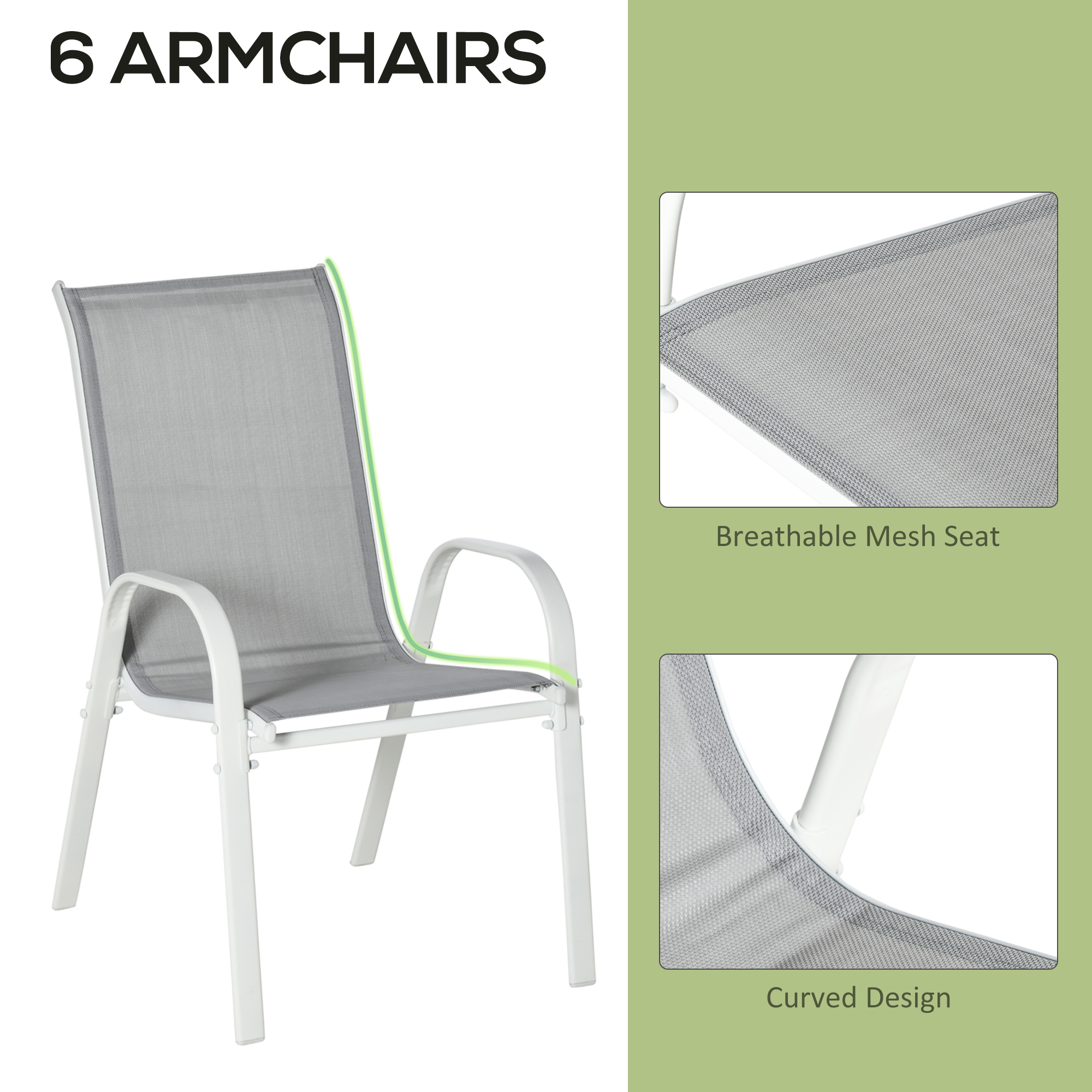Outsunny Seven-Piece Outdoor Dining Set Grey 5