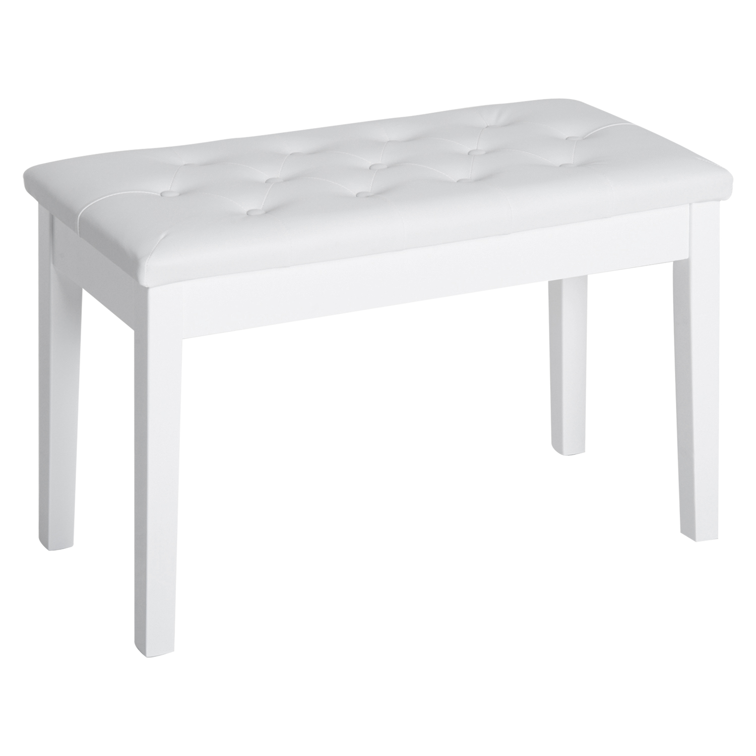 Homcom Sgabello Pianoforte con Vano Portaoggetti in Ecopelle e Legno, 76x36 x50cm, Sgabelli Imbottiti Bianco