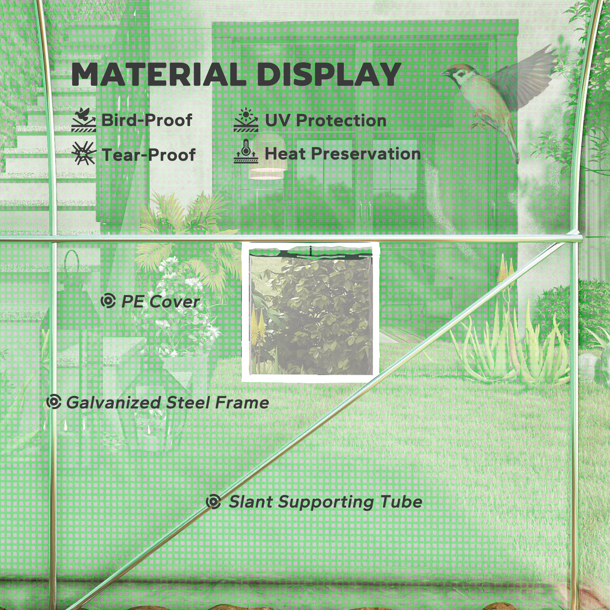 Outsunny 300 x 195cm Walk-In Tunnel Greenhouse Green 4