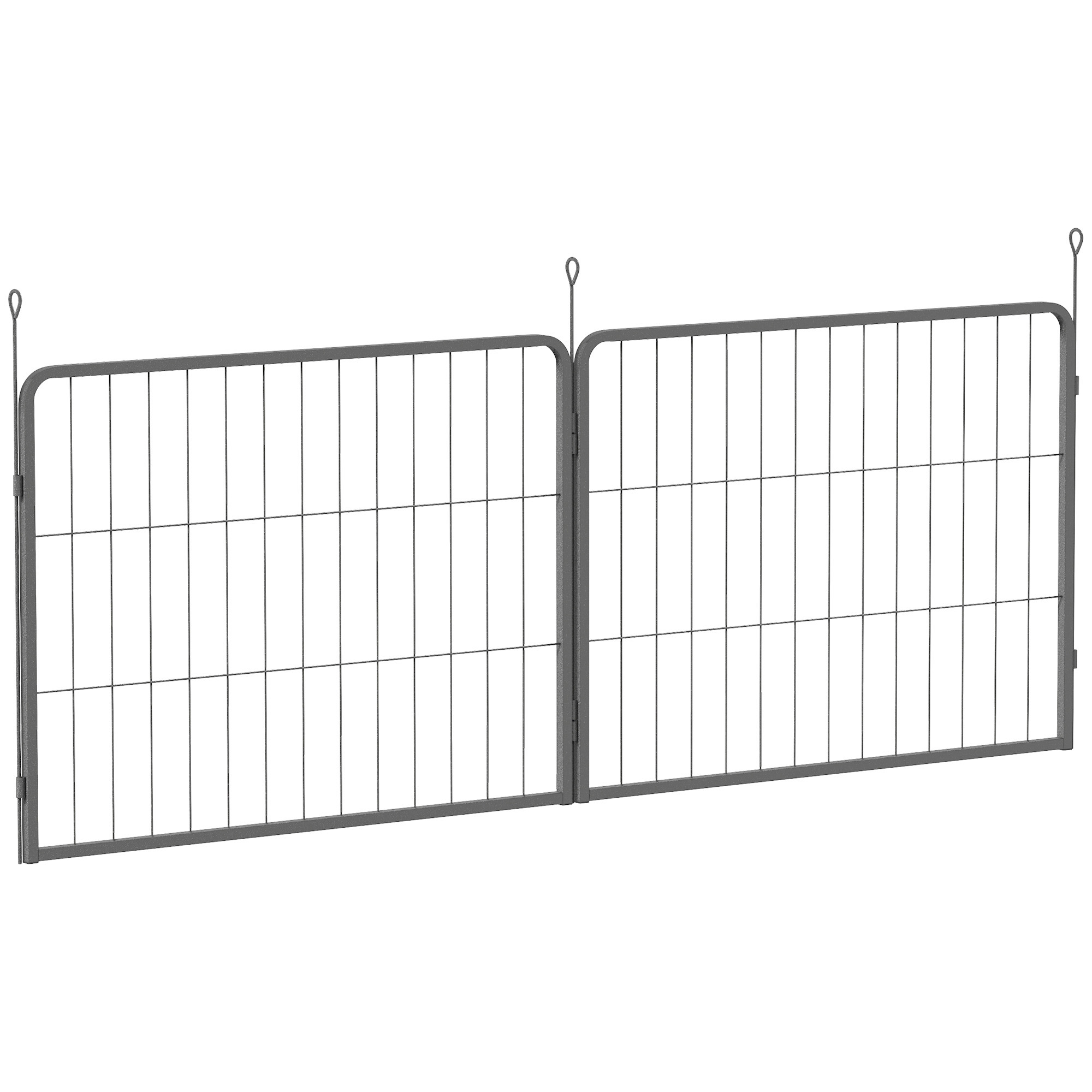 PawHut 6 Panels Dog Playpen, Portable Detachable Puppy Pen with Door, for Large Dogs, 100cm High, Grey