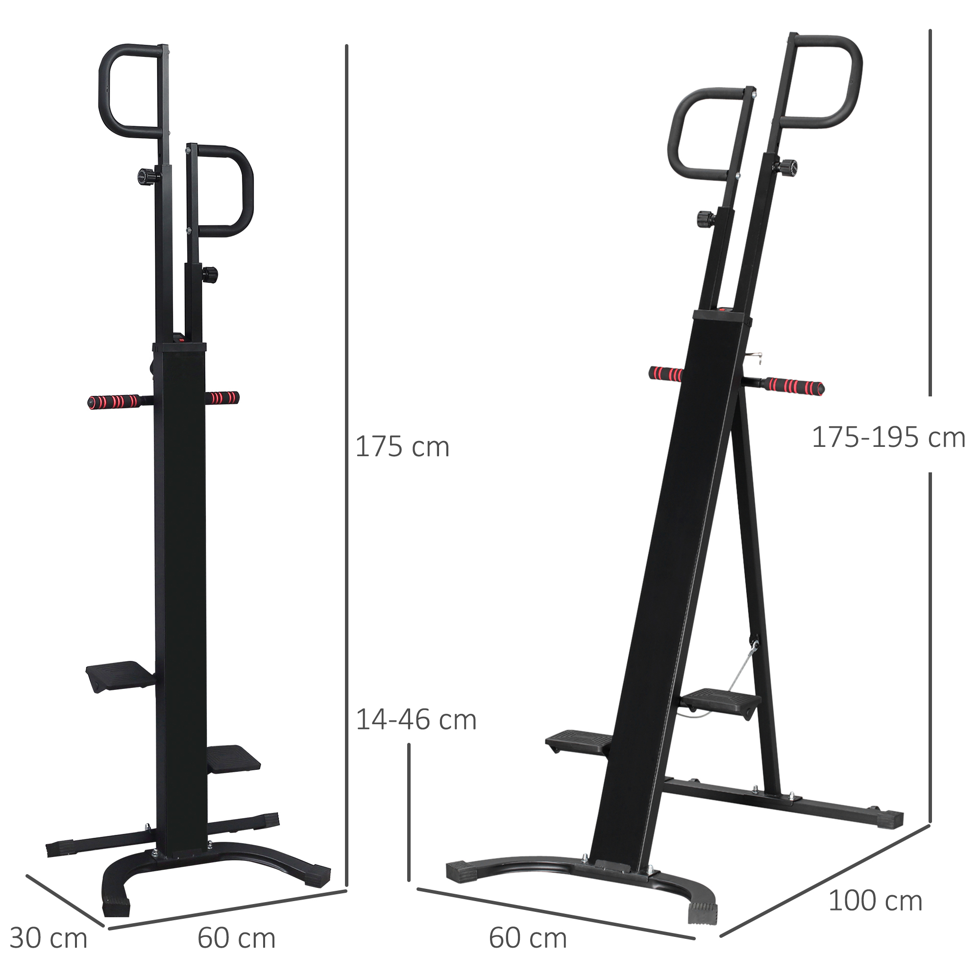 Escalier d'escalier vertical compact pliable pour exercices de gym à domicile, machine d'entraînement complet du corps avec hauteur de main courante/pente de pédale 3 vitesses réglables