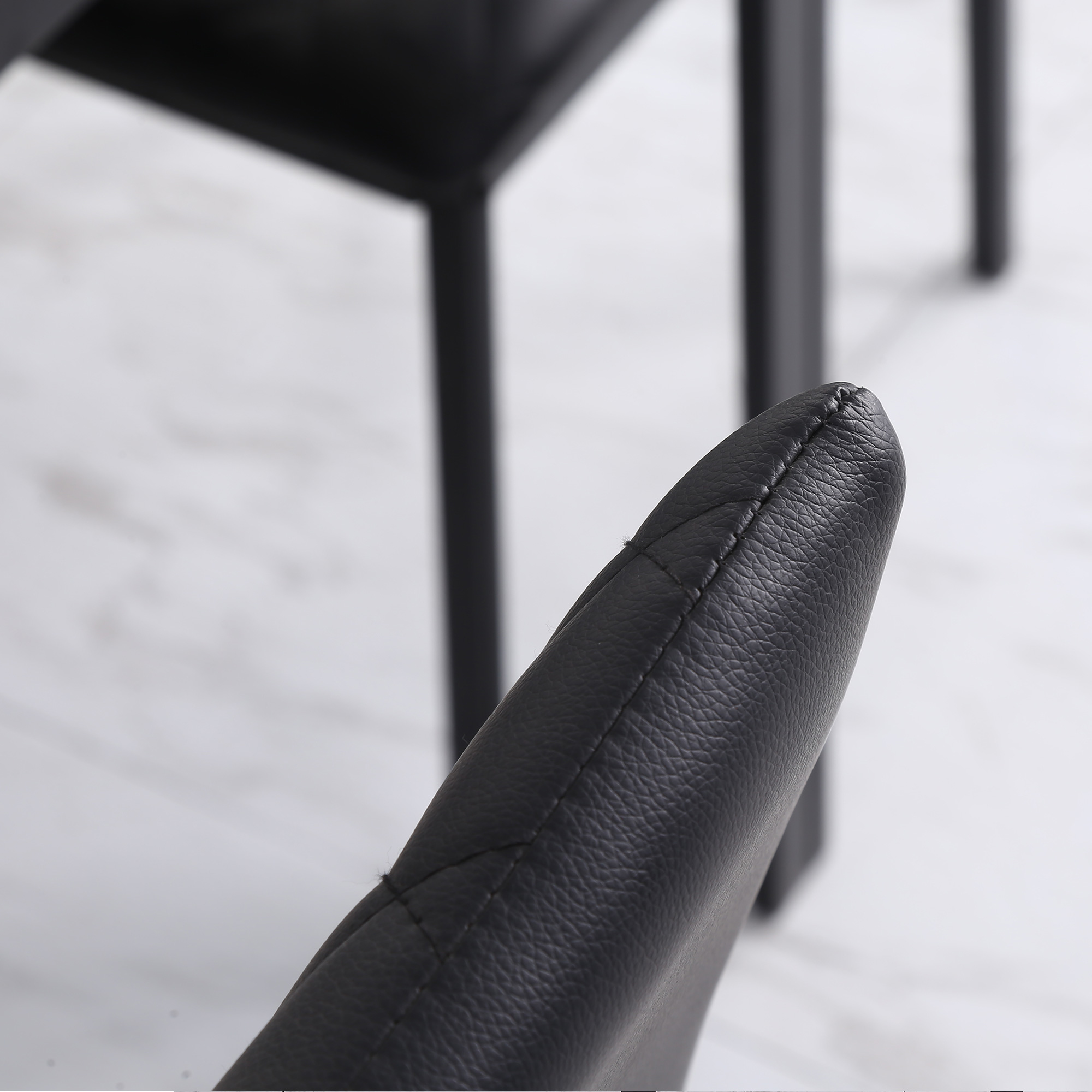 HOMCOM Modern Dining Chairs Upholstered Faux Leather Accent Chairs with Metal Legs for Kitchen, Set of 4, Black 8