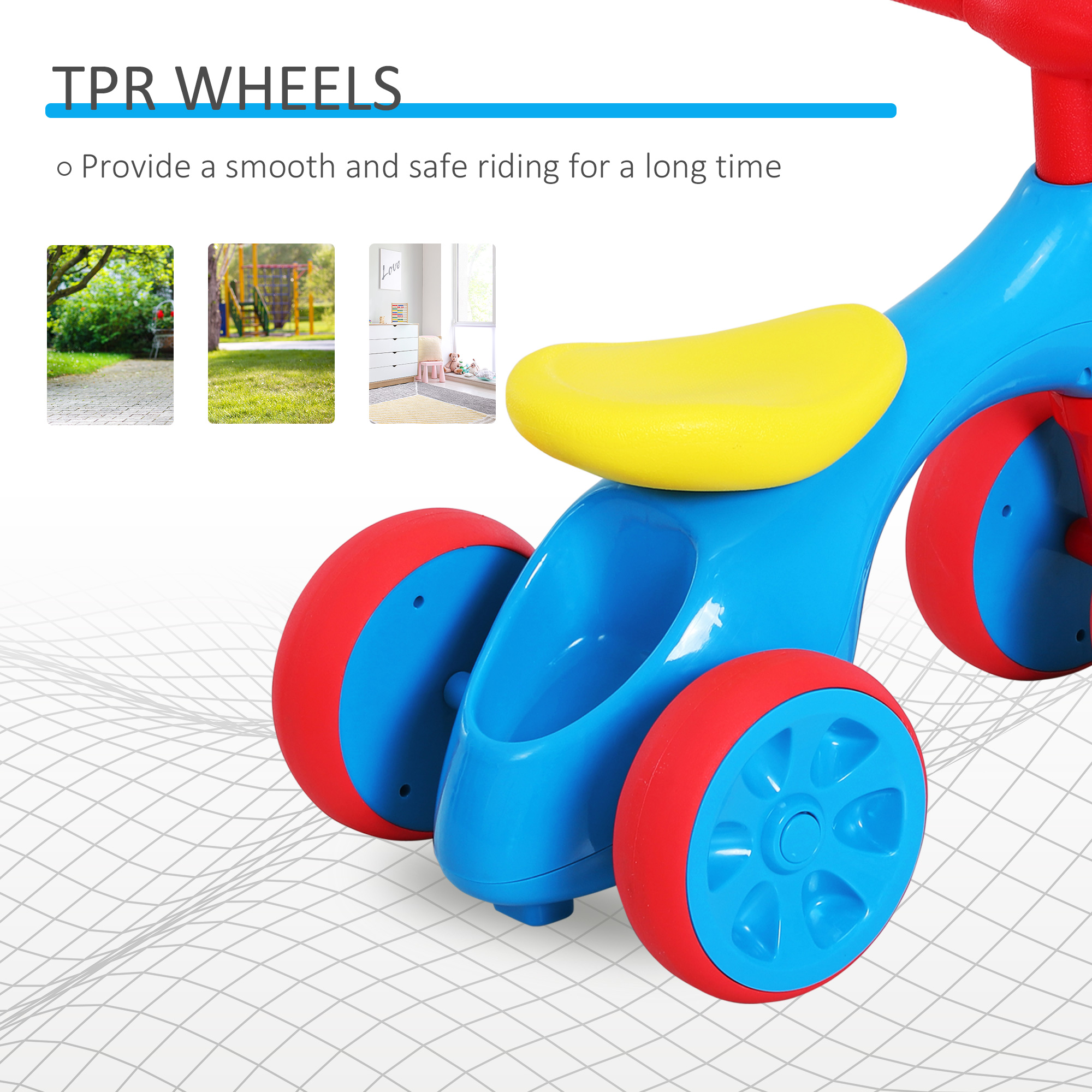 HOMCOM Baby Balance Bike Toddler Training Walker Smooth Rubber Wheels Ride on Toy Storage Bin Gift for Boys Girls Blue Red 4