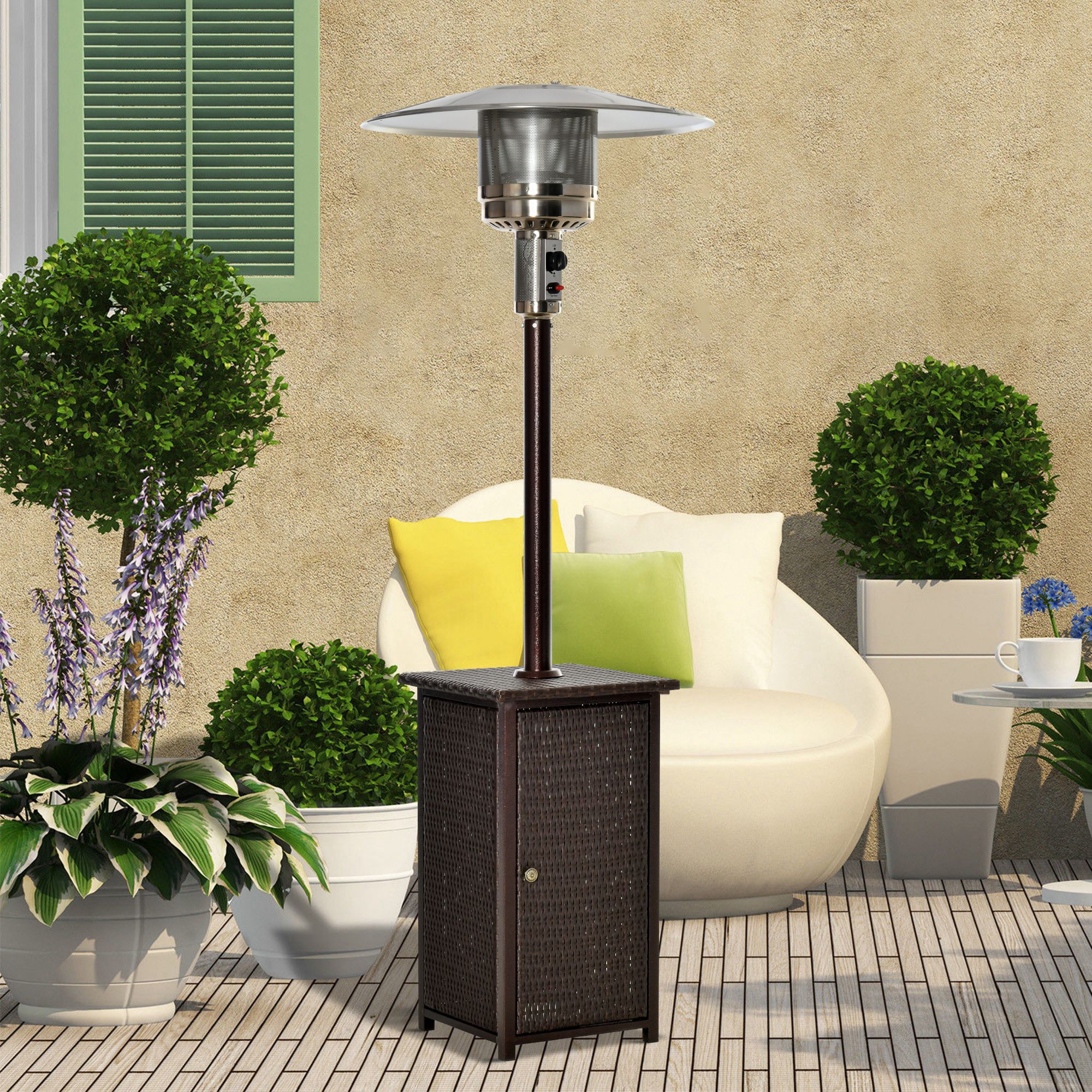 Rattan Balcony Gas Heater Outsunny 12KW Patio Gas Heater