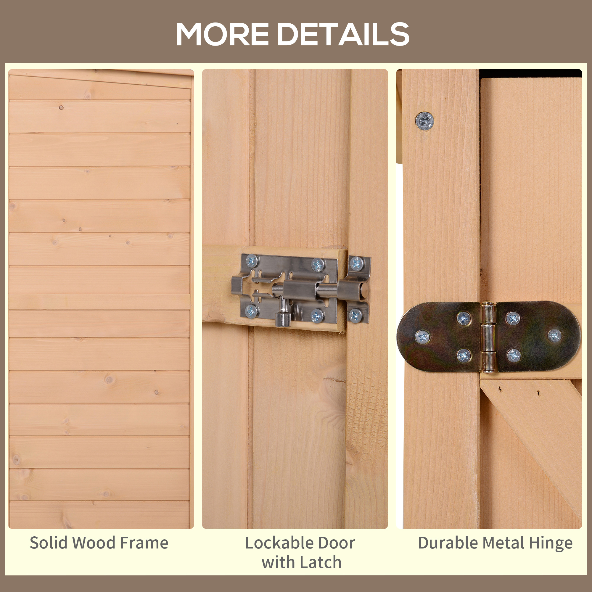 Outsunny Wooden Small Shed, Garden Storage Shed with Shelves and Bolt Latch, 75L x 56W x115H cm, Natural 6