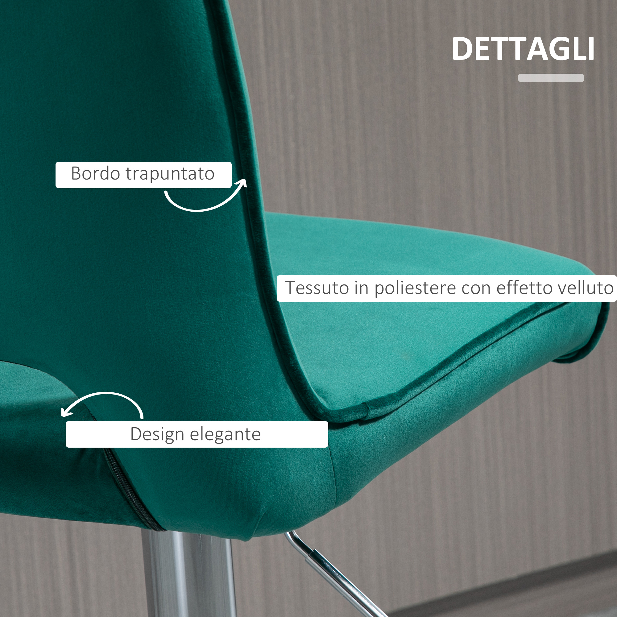 Set 2 Sgabelli Da Bar HOMCOM Con Seduta Girevole E Velluto, Altezza Regolabile 60-81 Cm, Crema