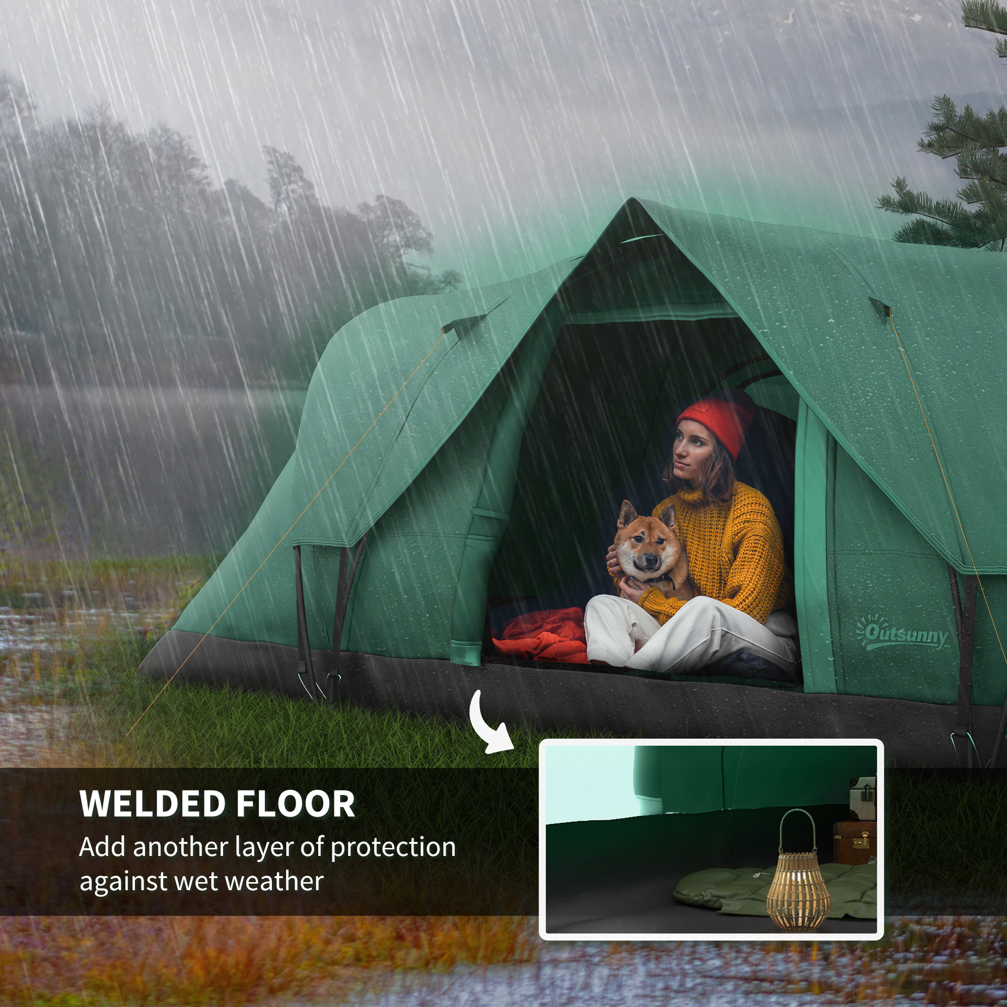 Outsunny 5-6 Man Dome Camping Tent Dark Green 5