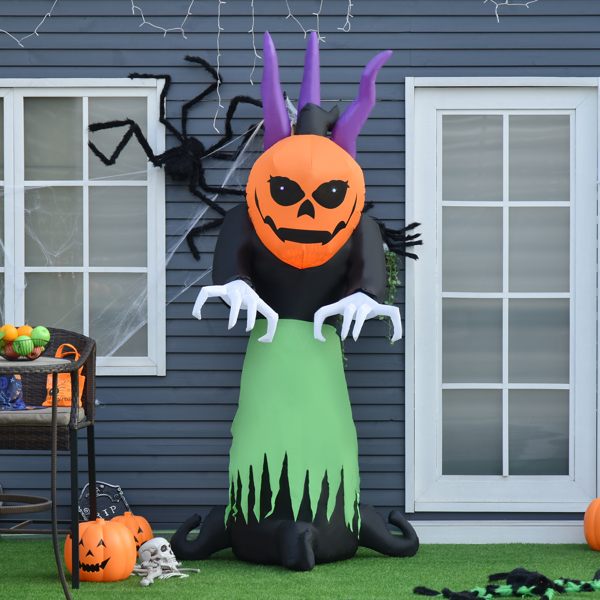 HOMCOM Halloween Pumpkin Ghost Inflatable LED Lights Accessories Scary Ghoul Outdoor Kids Party Theme Display 5