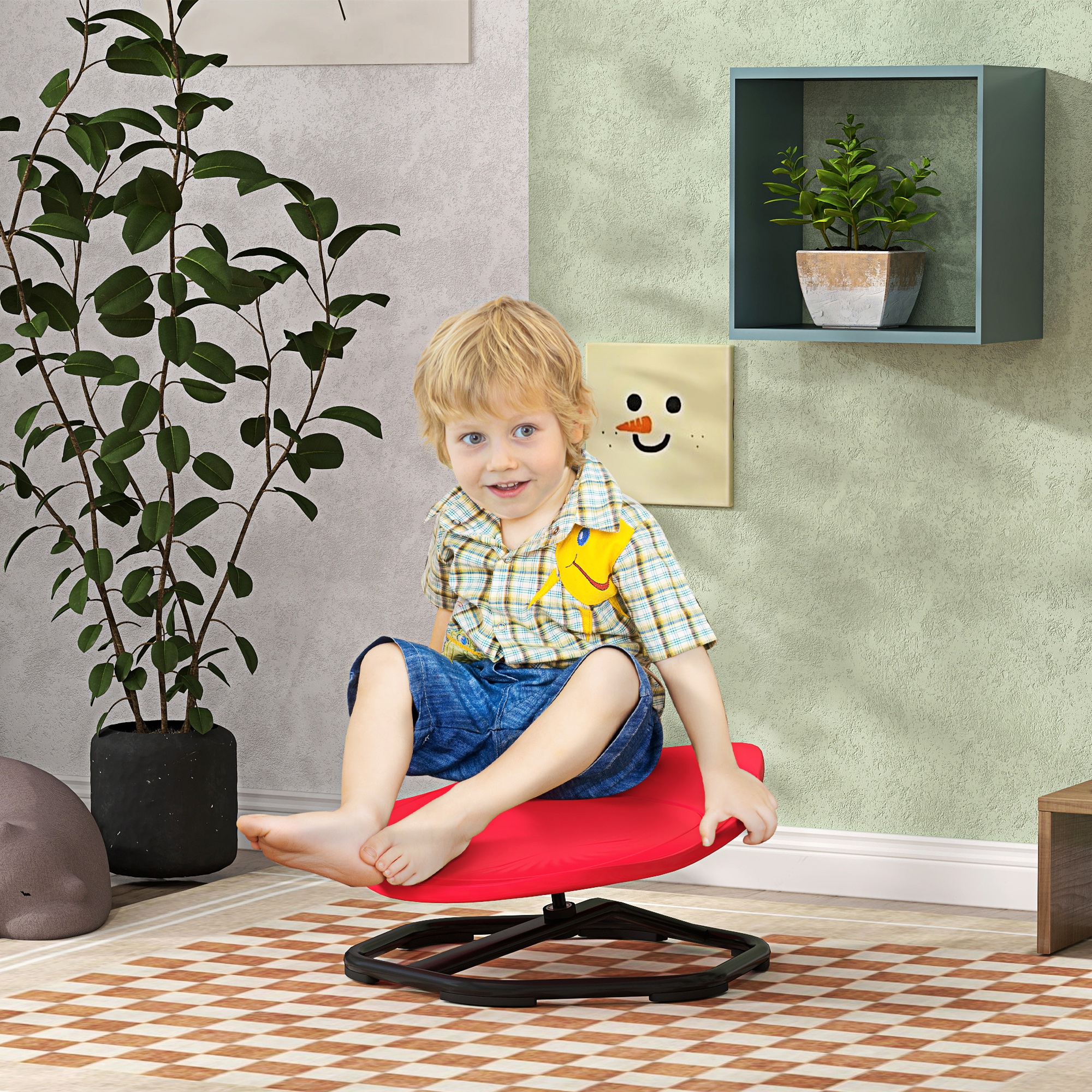 AIYAPLAY Sensory Spinning Chair for Kids, for Coordination, Balance, Red 2