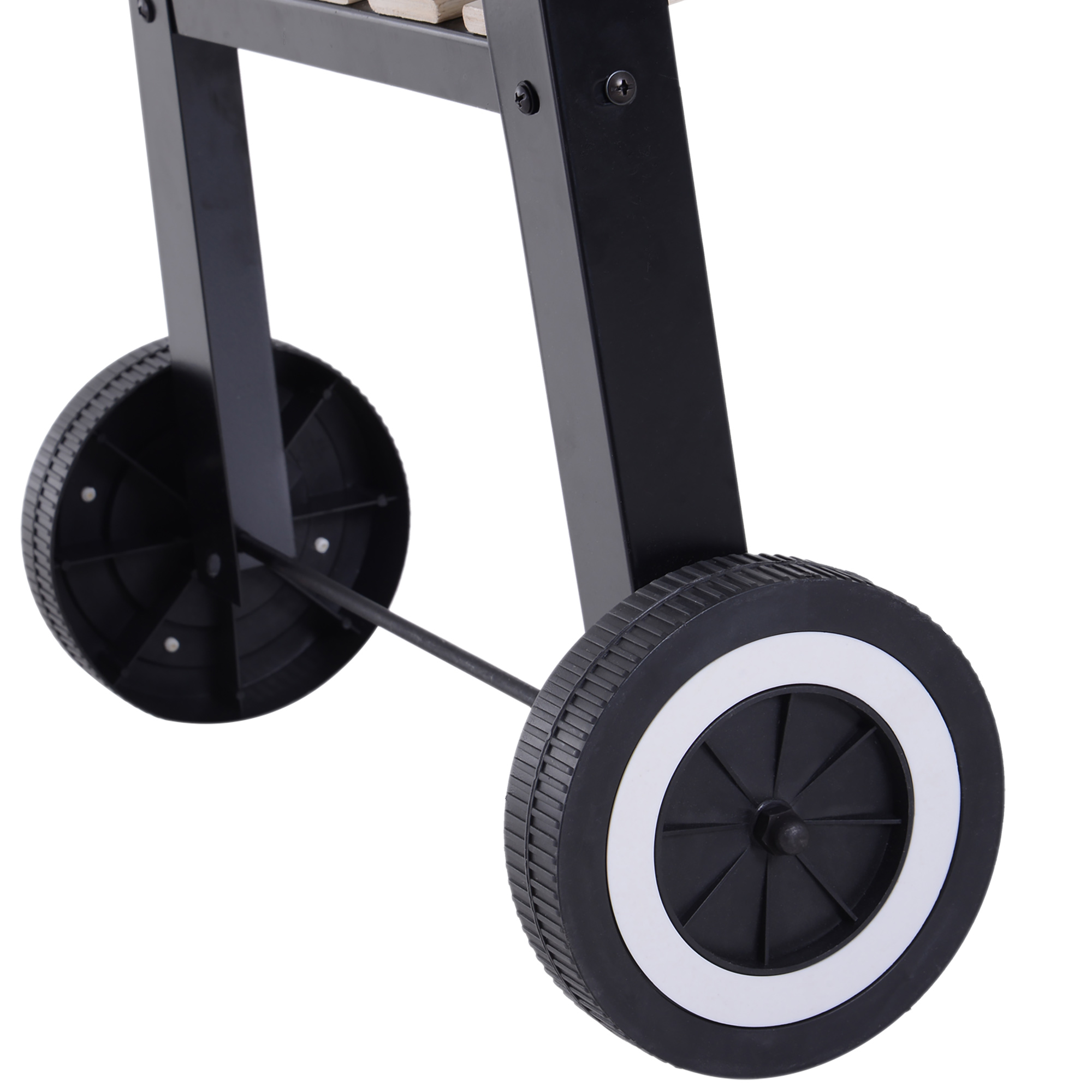 Outsunny Trolley Charcoal BBQ Barbecue Grill Outdoor Patio Garden Heating Smoker with Side Trays Storage Shelf and Wheels 9
