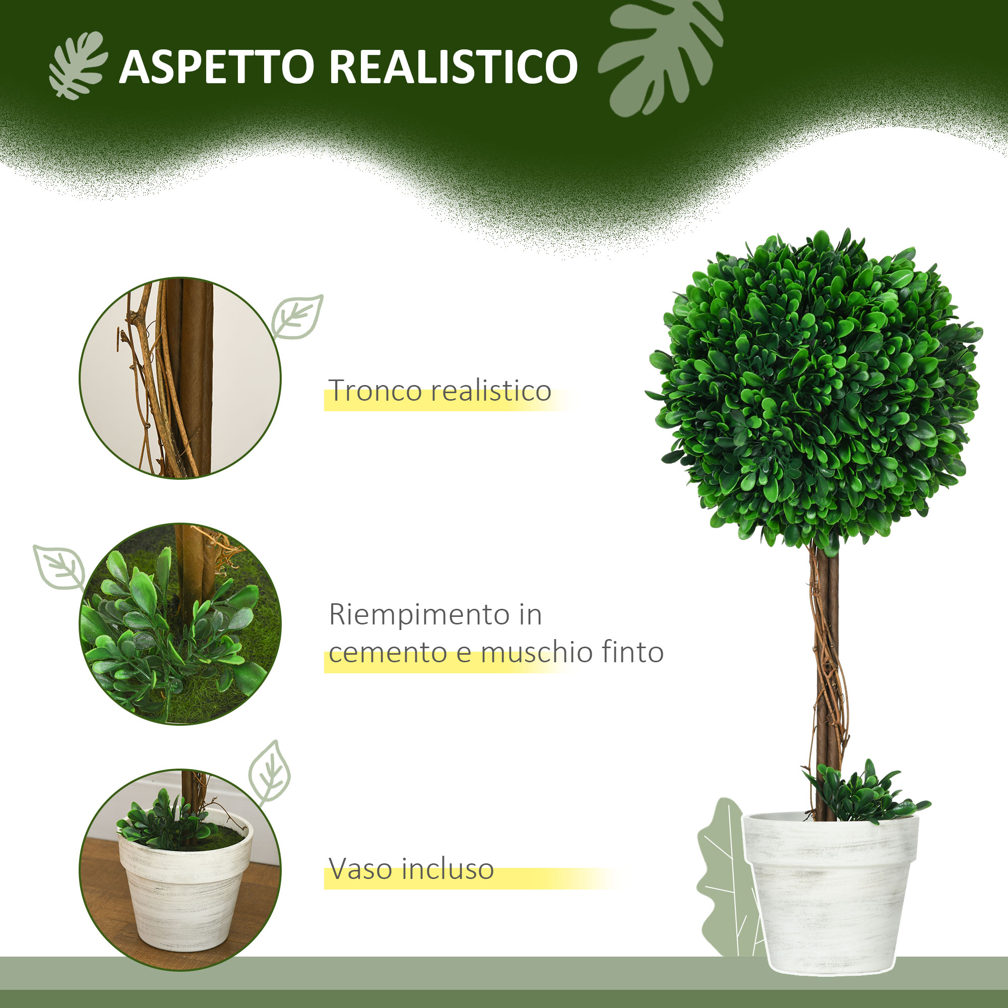 SET DI 2 Alberi Artificiali di Alloro per Interni ed Esterni H90 cm con Vaso EUR 61,90 - IT
