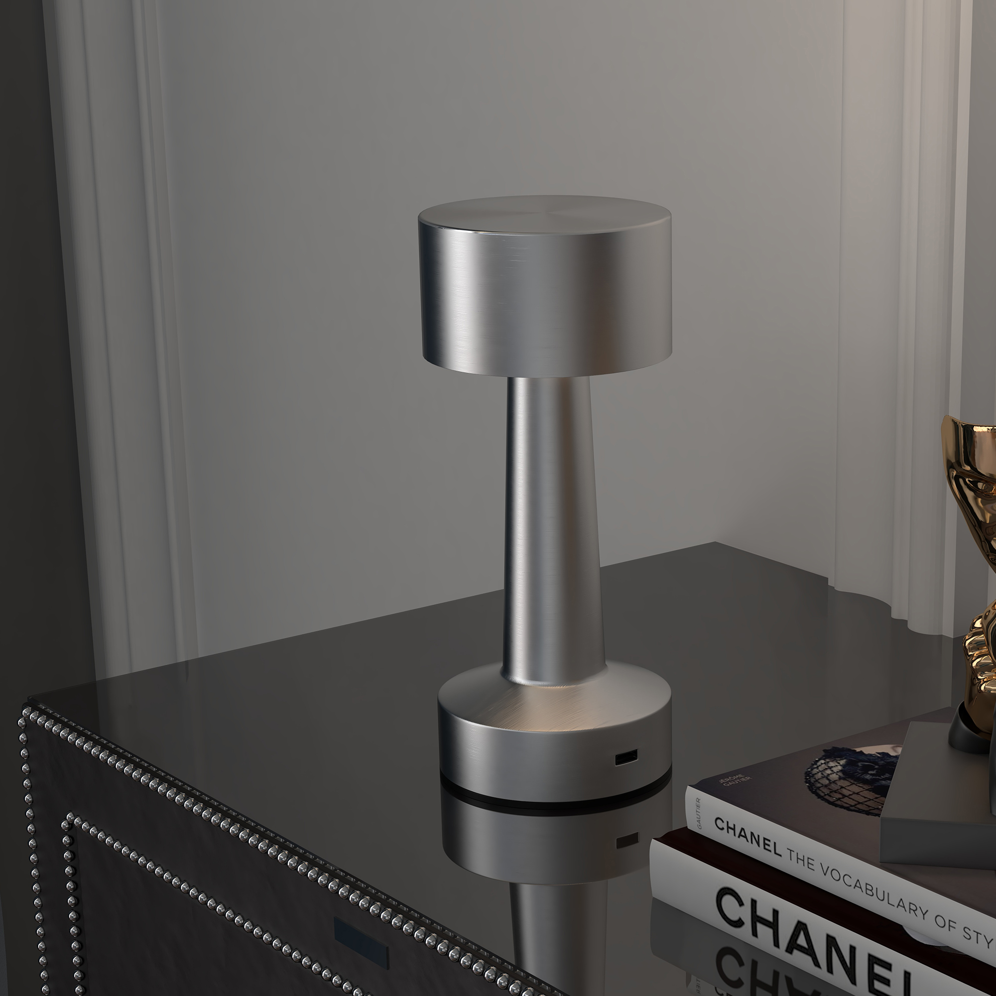 HOMCOM Cordless Table Lamp, Touch LED Desk Lamp with Rechargeable Battery, 3 Colour, for Bedroom Living Room, Silver 9