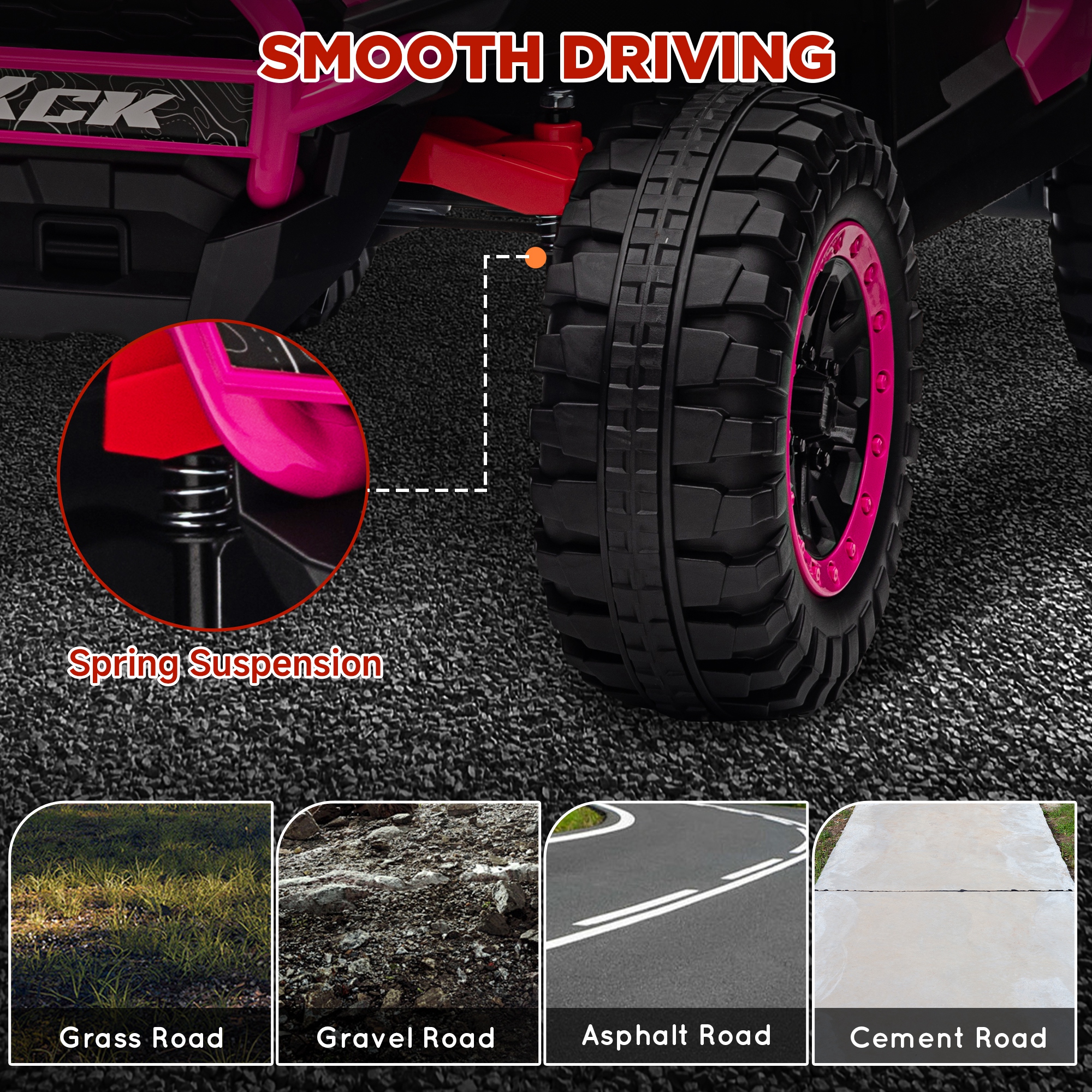 AIYAPLAY 2 Seater 24V 7AH Ride on Truck, Battery Powered Electric Ride On Car w/ Remote, Suspension, 3 Speeds, Pink 7