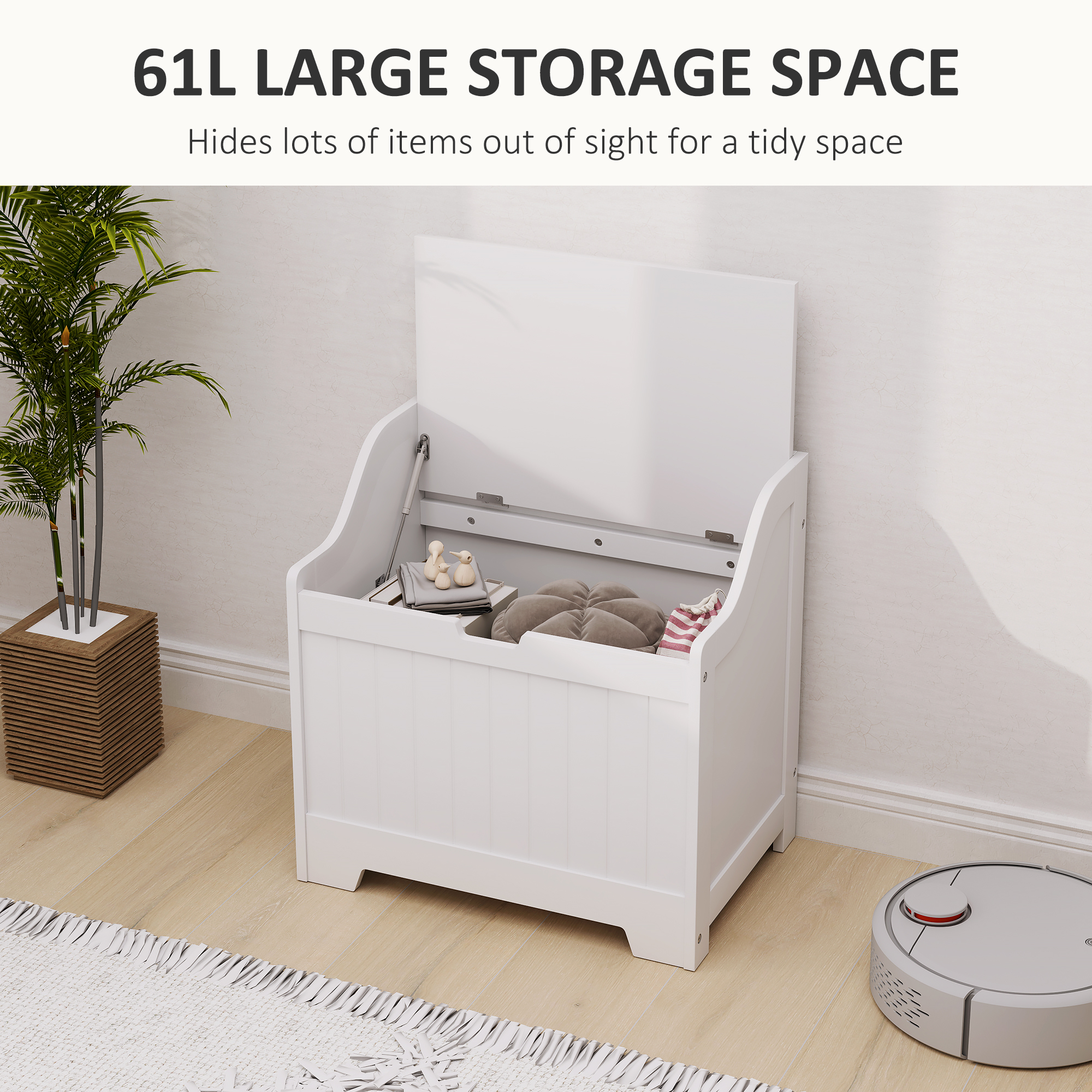 HOMCOM 61L Home Storage Chest White 4