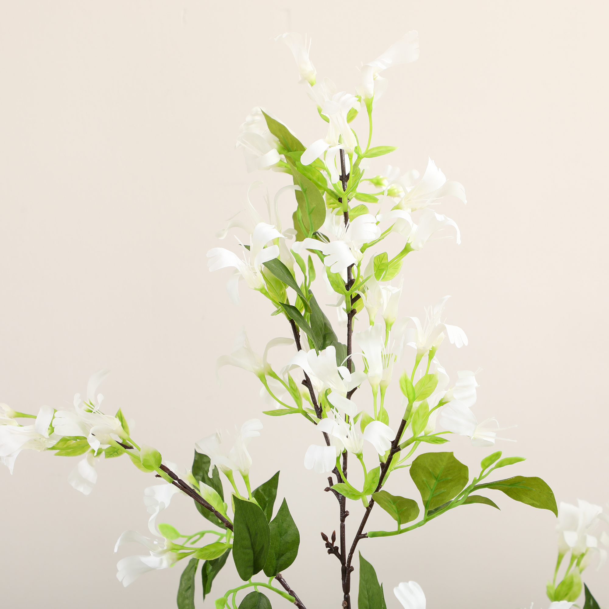 HOMCOM Artificial Plants Honeysuckle Flower in Pot Fake Plants with Curved Boots for Indoor 15x15x150cm White 7