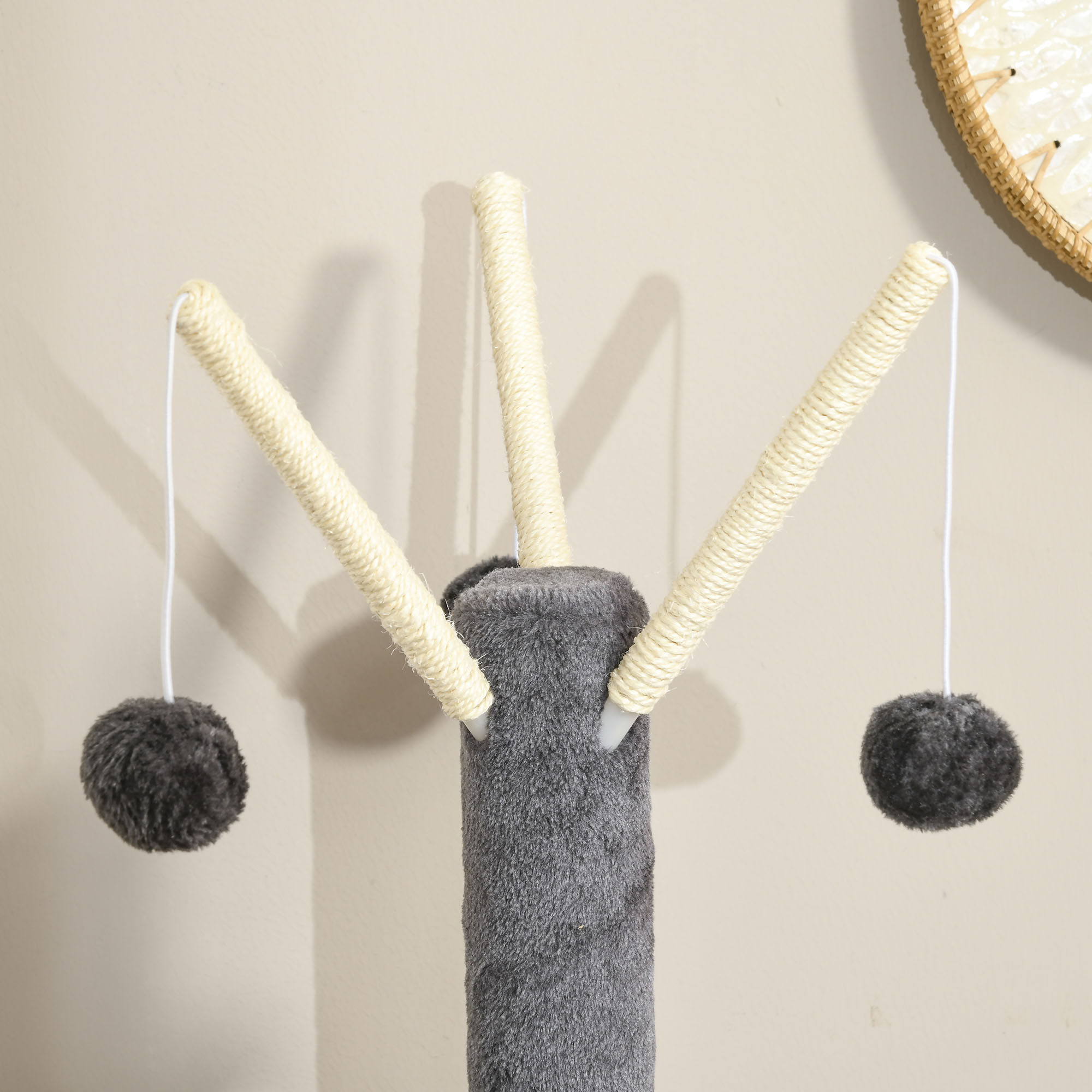 PawHut 121cm Cat Tree Tower for Indoor Cats Kitten Activity Centre Scratching Post with Bed Tunnel Perch Interactive Ball Toy Grey 8