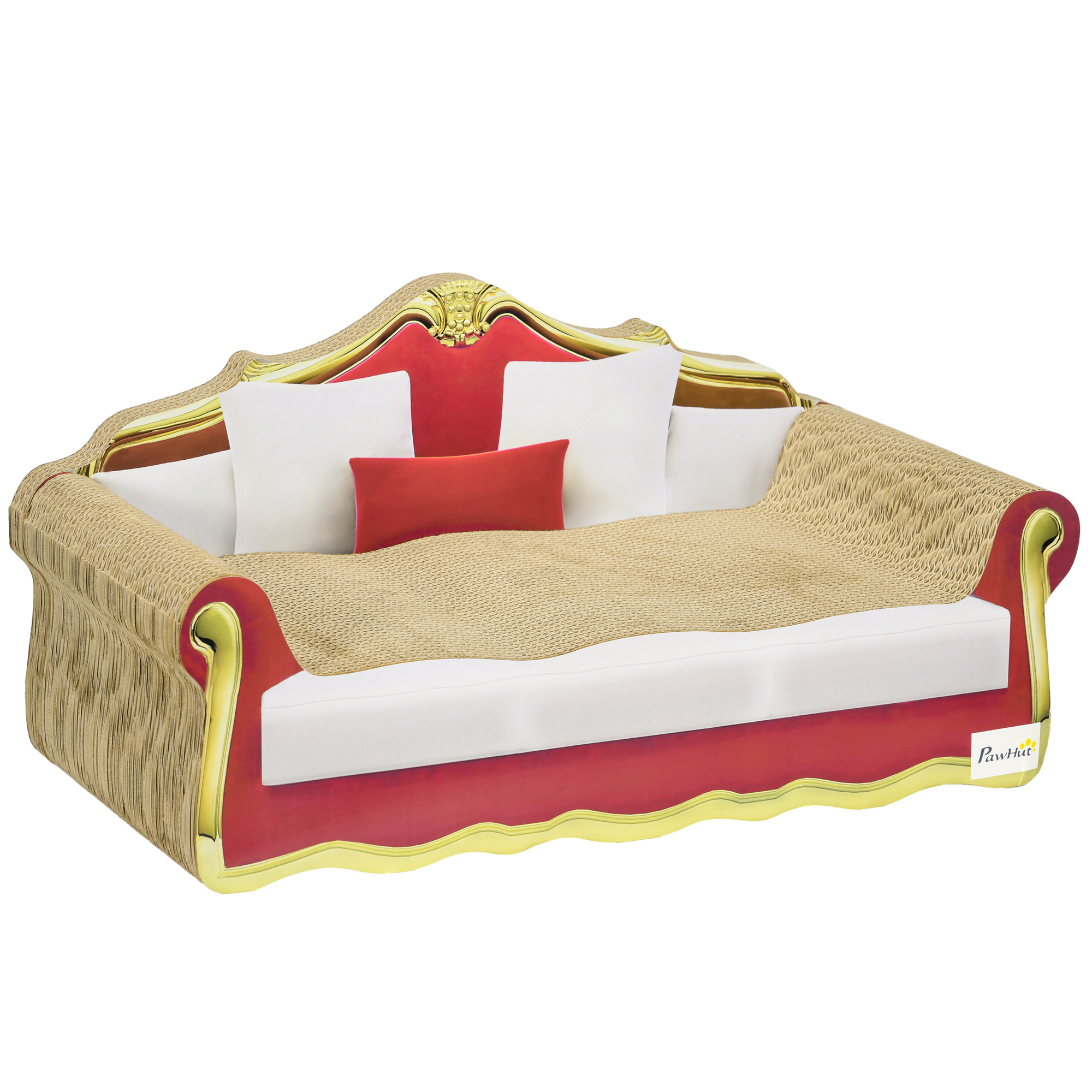 PawHut Two-In-One Cat House, Cat Scratching Board with Scratcher, Catnip, Cat Cardboard Scratcher for Indoor Cats