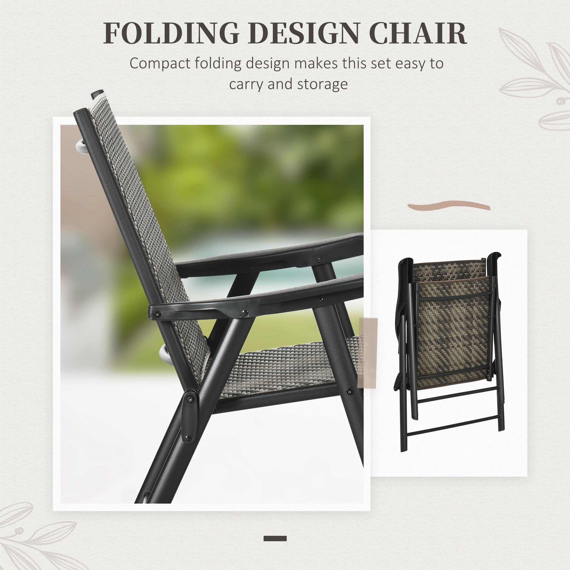 Outsunny 4 Seater Rattan Dining Set, Rattan Garden Furniture Set with Parasol Hole, Outdoor Dining Table and Chairs with 4 Armchairs, Round Glass Top Table for Patio, Balcony, Mixed Grey 7