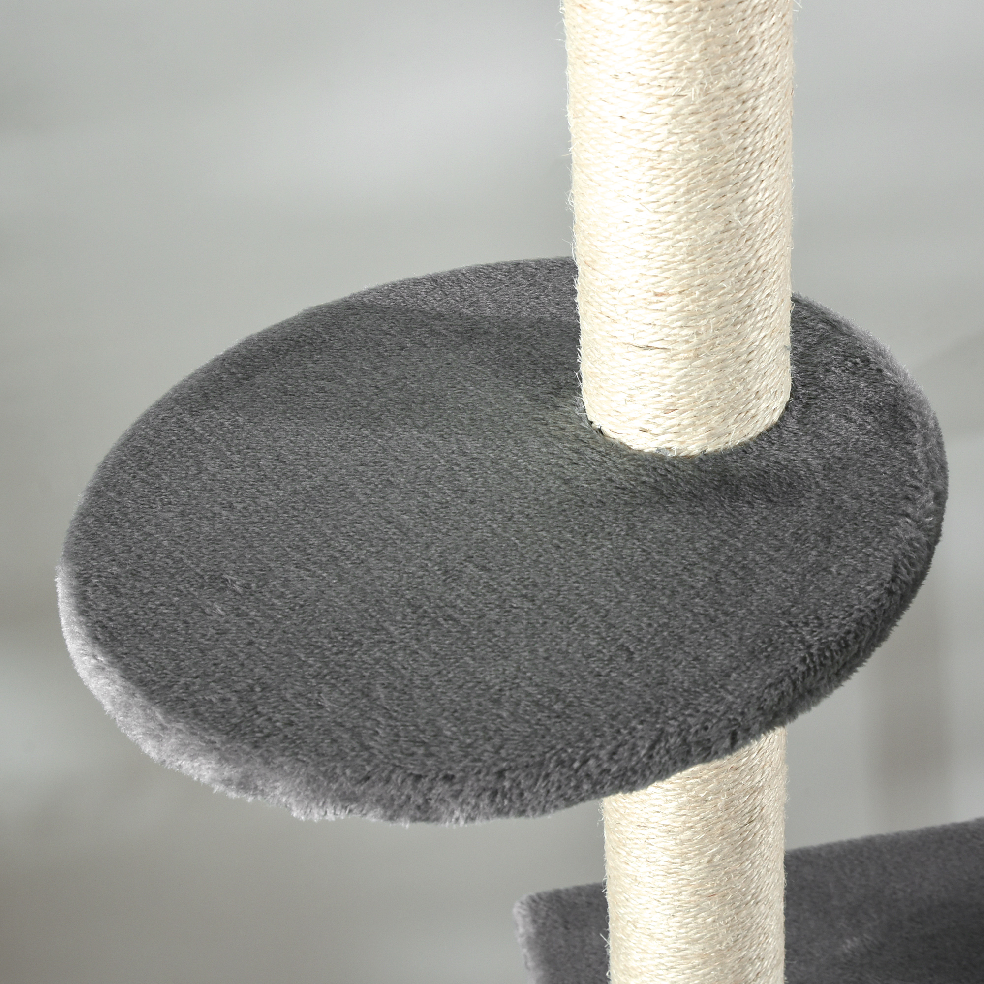 PawHut 270cm Floor To Ceiling Cat Tree Cat House Scratching Post for Indoor Cats Hammock Hanging Ball Activity Center Grey 8