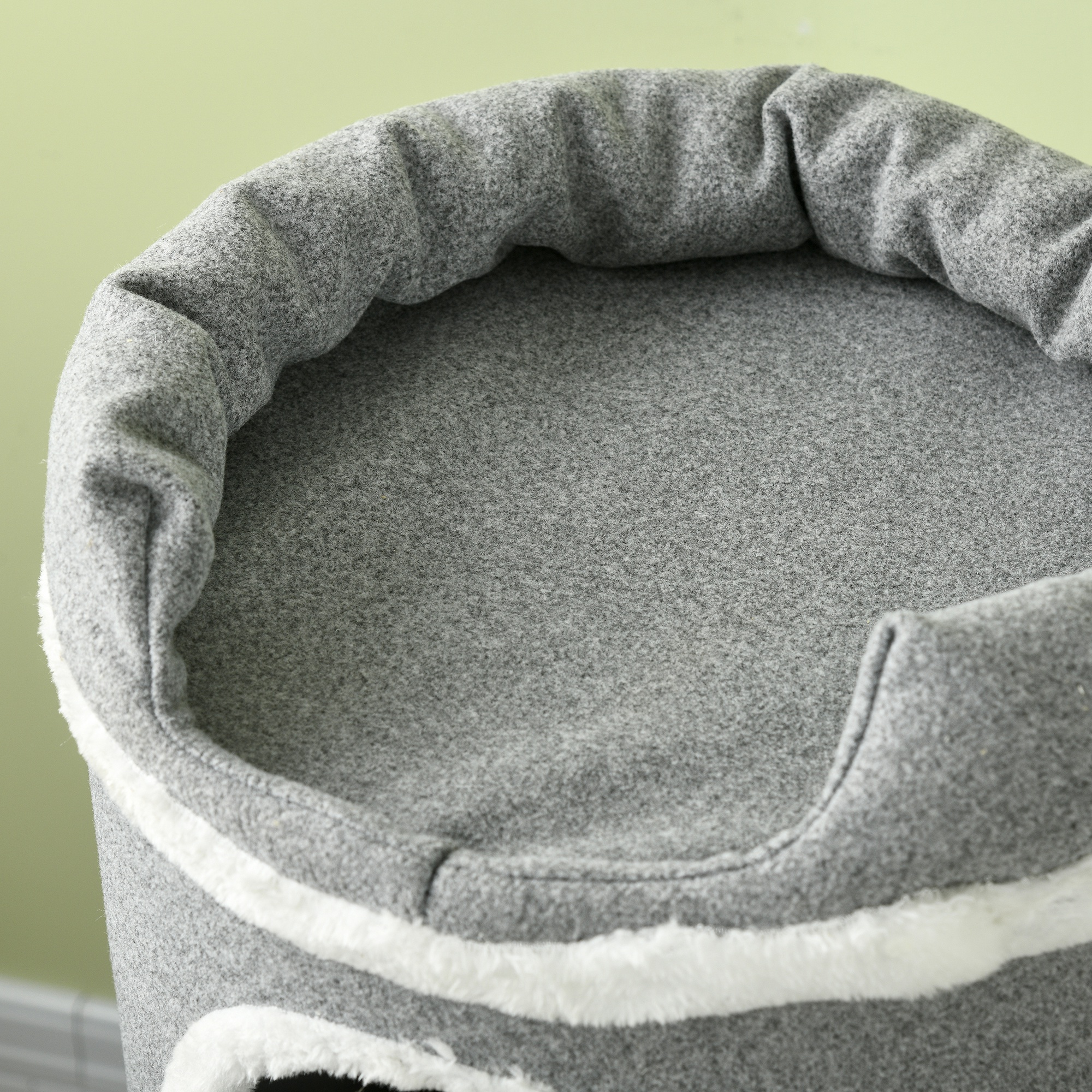 PawHut Barrel Shaped Cat Tree with Sisal Scratching Posts, Cat Bed, Platforms, Hanging Ball, Grey, Grey 8