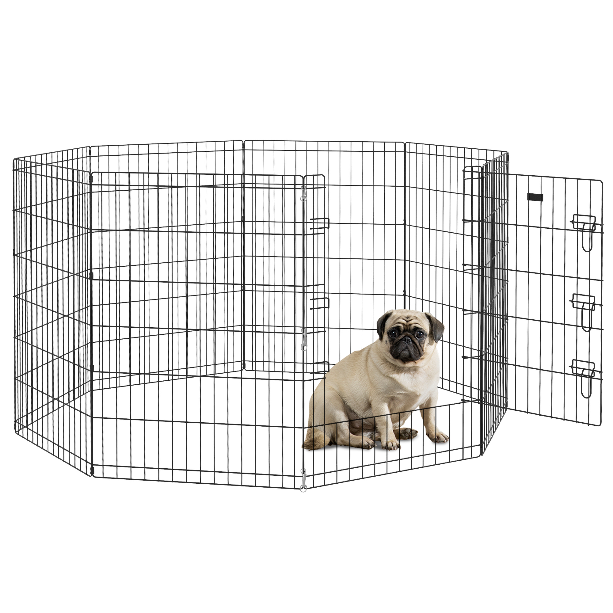 PawHut 8 Panel DIY Dog Pen with Door, for Dogs, Small Animals, Indoor/Outdoor Use, 76cm High