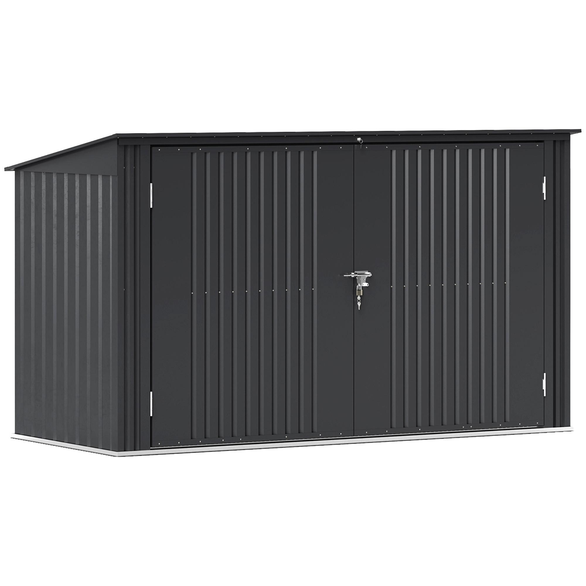 Poze Outsunny Cutie Depozitare Pubele pentru 3 Recipiente de 240L cu 2 Uși și Încuietori, 233x105x118,5/133 cm, Gri | Aosom Romania