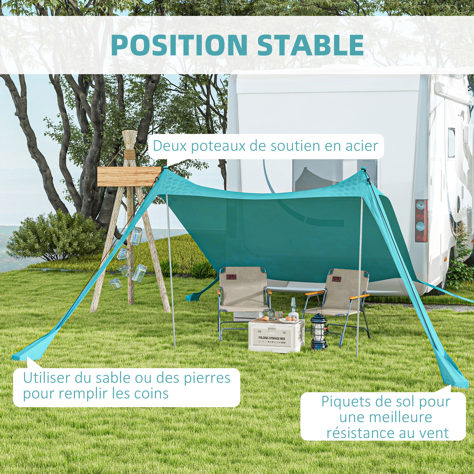 Tente de plage abri solaire - 10 x 10 pieds auvent de plage UPF50+ protection UV avec