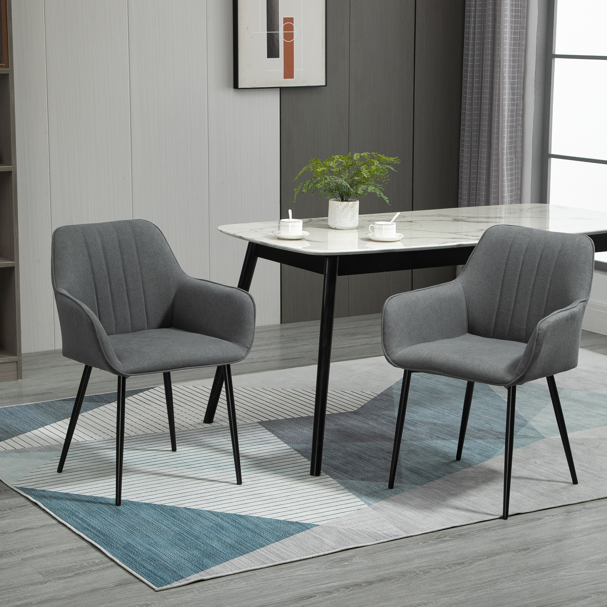 Chaise de salle à manger polyester gris gris, noir Homcom | La Redoute Chaise de salle à manger polyester gris gris, noir Homcom | La Redoute