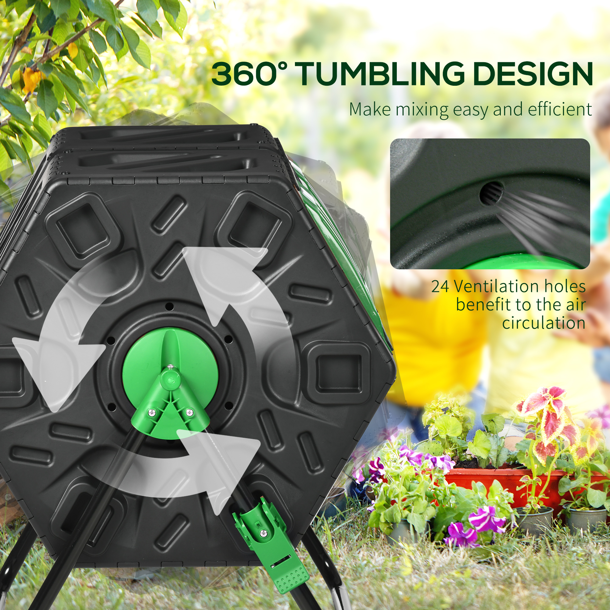 Outsunny 130L Double Chamber Composter Black 5