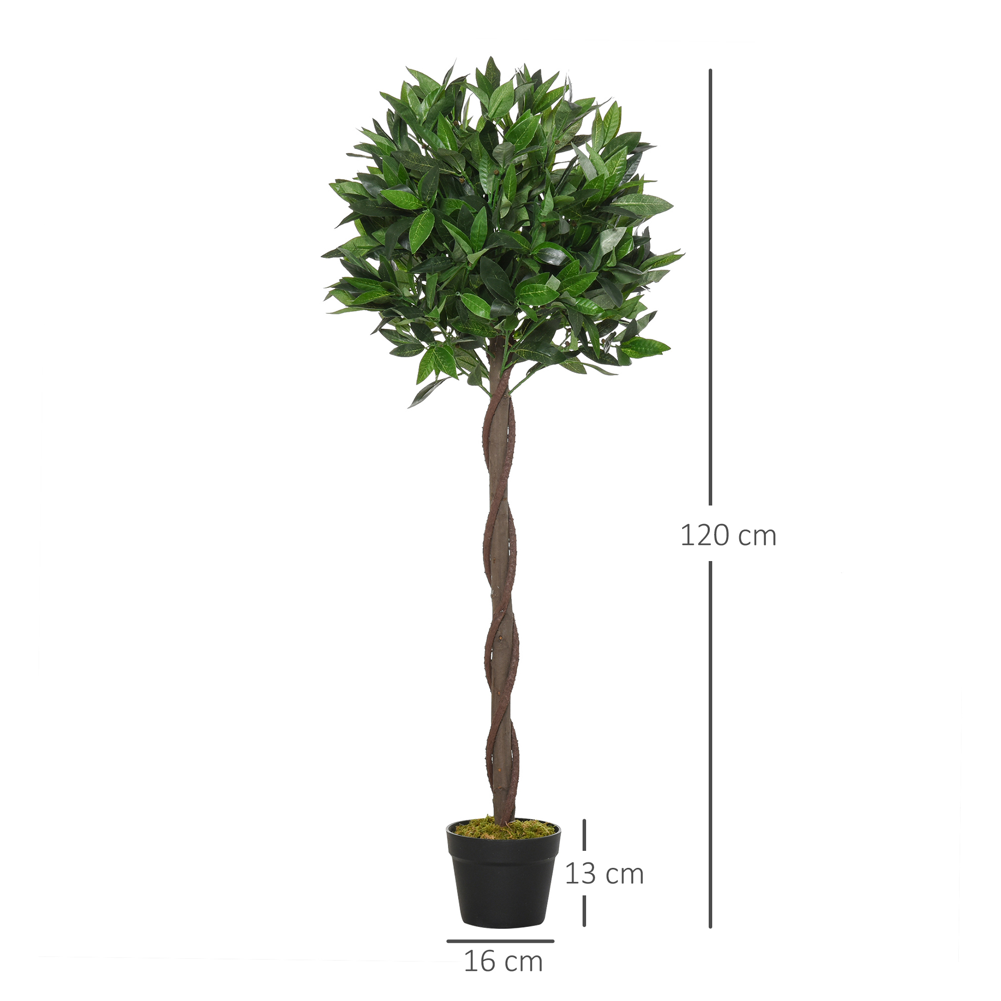 Lauriers Artificiels Boules Outsunny - Lot De 2 Plantes 90cm Avec Pot, 564 Feuilles Réalistes