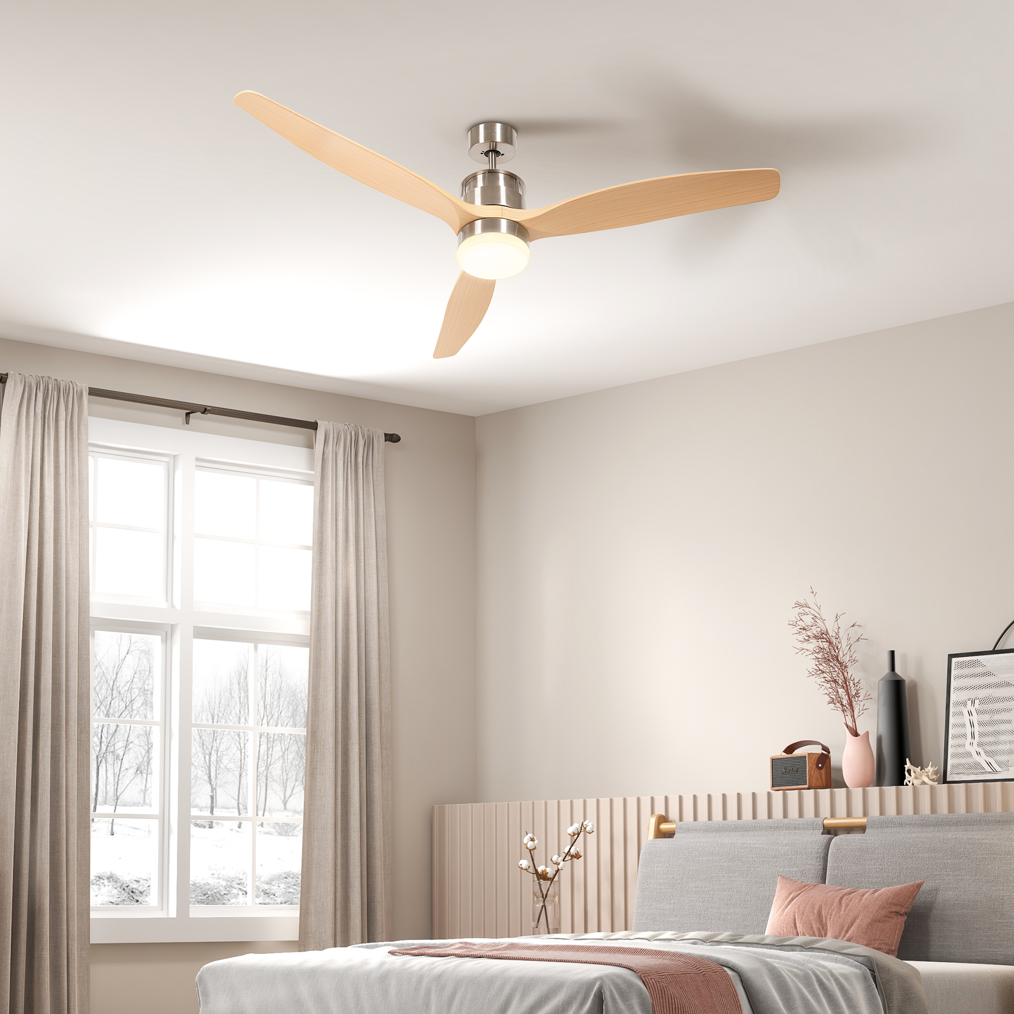 Ventilateur de plafond noir 132cm avec LED et télécommande - Cool Anello