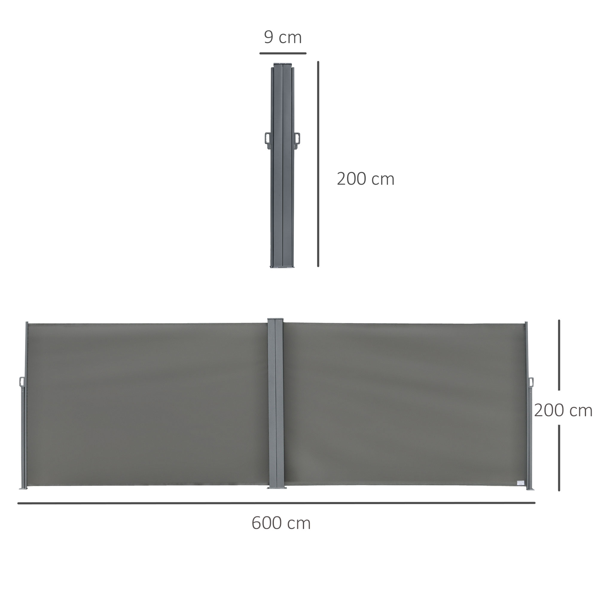 Outsunny 6 x 2m Retractable Sun Side Awning Screen Fence Patio Garden Wall Balcony Screening Panel Outdoor Blind Privacy Divider – Grey 3