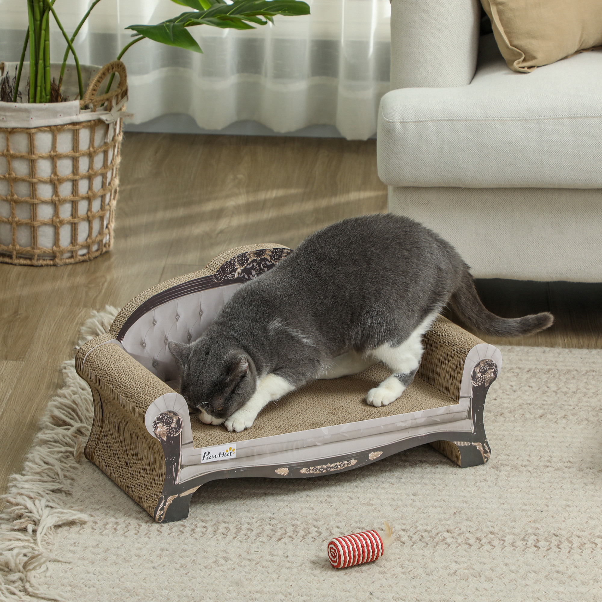 PawHut 2-in-1 Cat Scratcher with Catnip for Indoor Cats, Light Blue