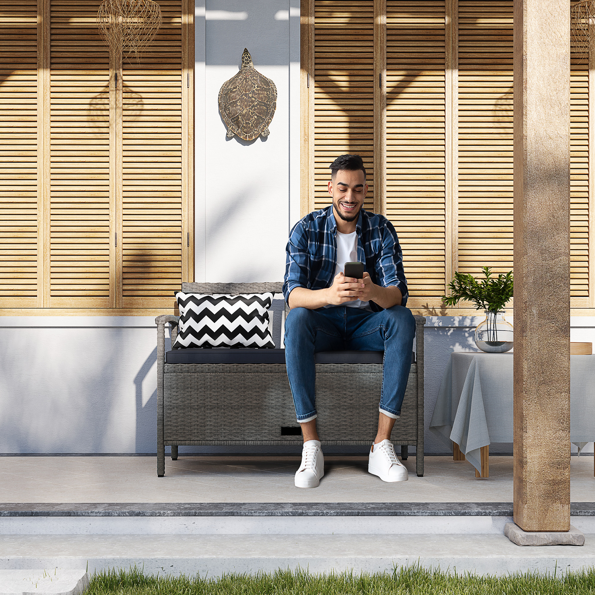 6 Chaises De Jardin Noir - Pieds Métal, Repose-Pieds Réglable - Pour Terrasse, Balcon, Extérieur