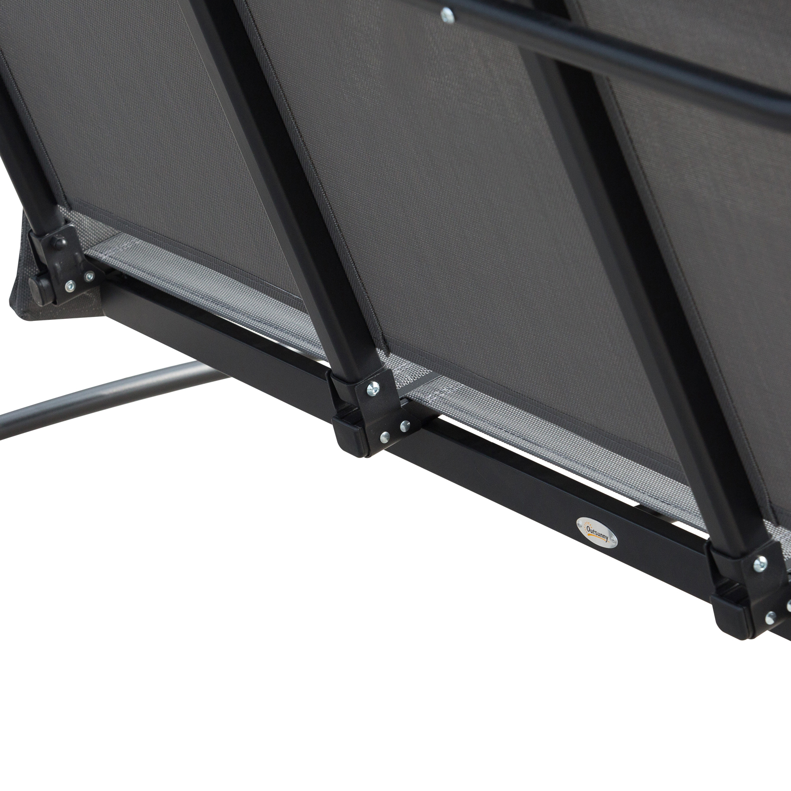 Dondolo Da Giardino 3 Posti Outsunny | Con Tettuccio Regolabile E Tasche Portaoggetti | Grigio Scuro, 196x128x172 Cm | Per Terrazzo E Giardino