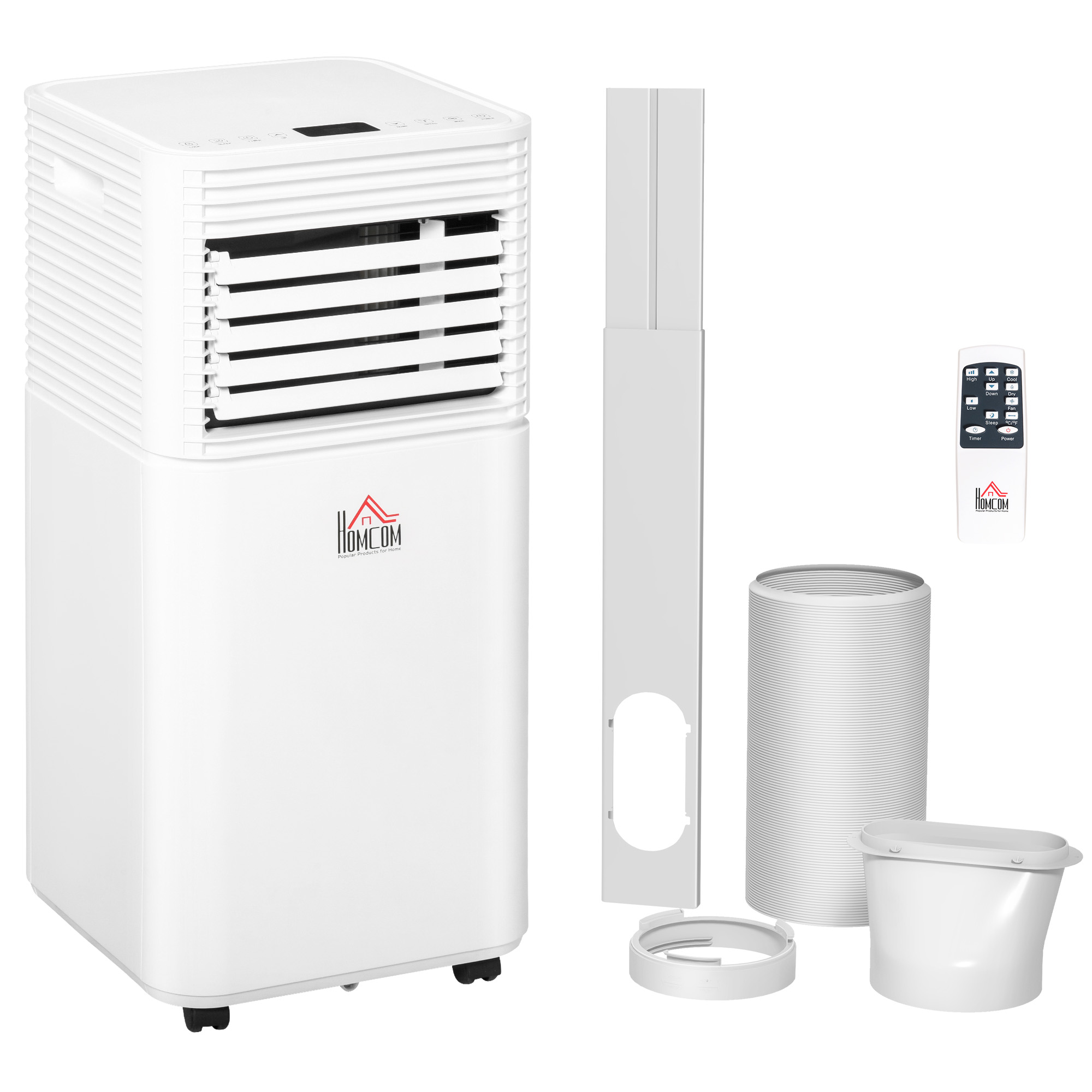 HOMCOM 9000 BTU Portable Air Conditioner for Cooling Dehumidifier Fan, Air Conditioning Unit for Room up to 28m², with Remote, 24H Timer, Window Mount Kit, R290, A Energy Efficiency, 1122W