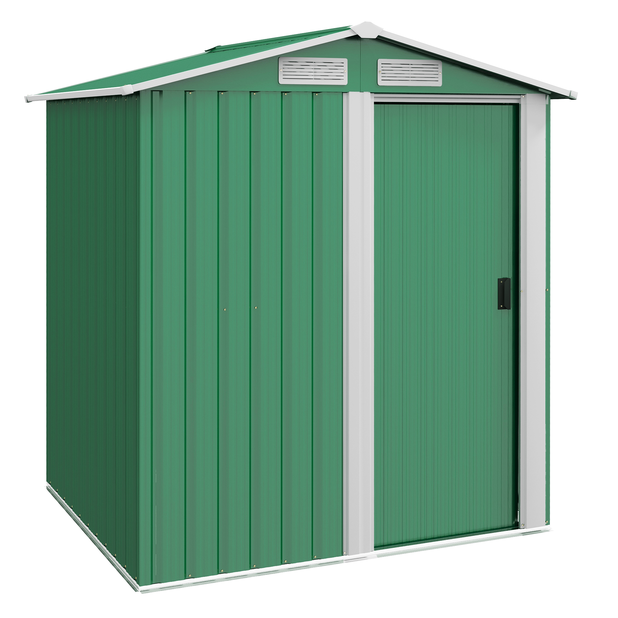 Product photograph of Outsunny 1 5 X 1 3m Garden Storage Shed Outdoor Tool Organiser With Sliding Door Sloped Roof Mental Frame Green Aosom Uk from Aosom UK