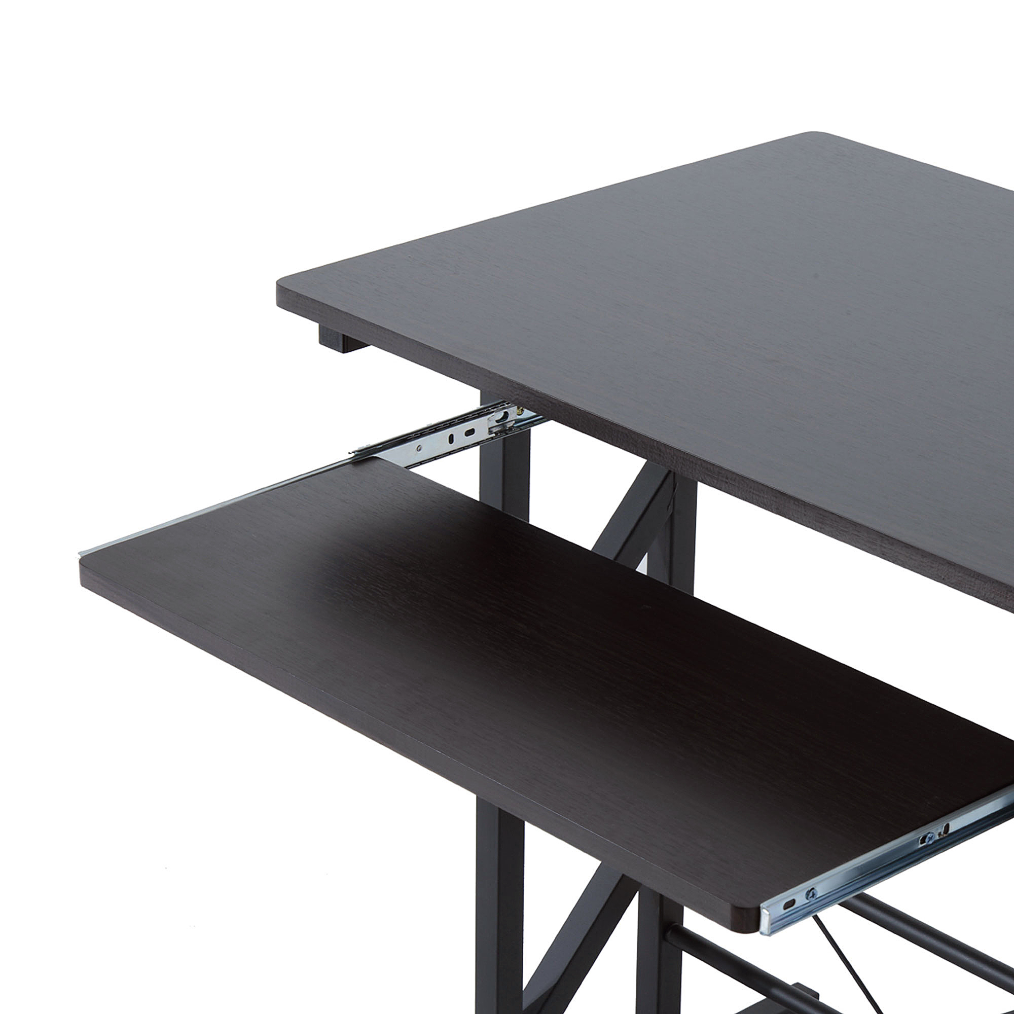 HOMCOM Computer Desk with Display Stand, Sliding Keyboard Tray Drawer and Host Box Shelf Home Office Workstation Dark Brown 7