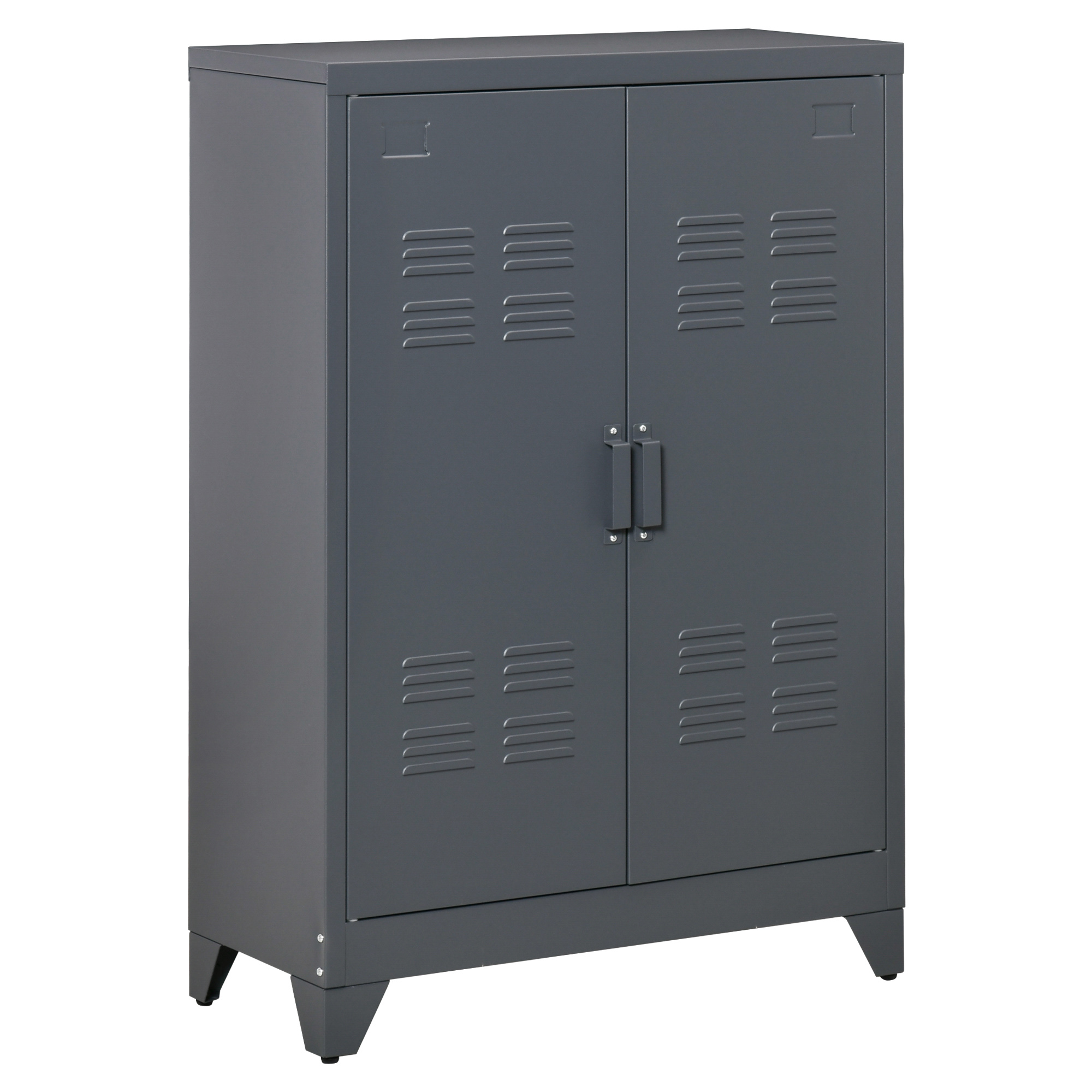 HOMCOM Armoire design industriel 2 étagères tôle métal gris anthracite dim. 75L x 33l x 110H cm gris