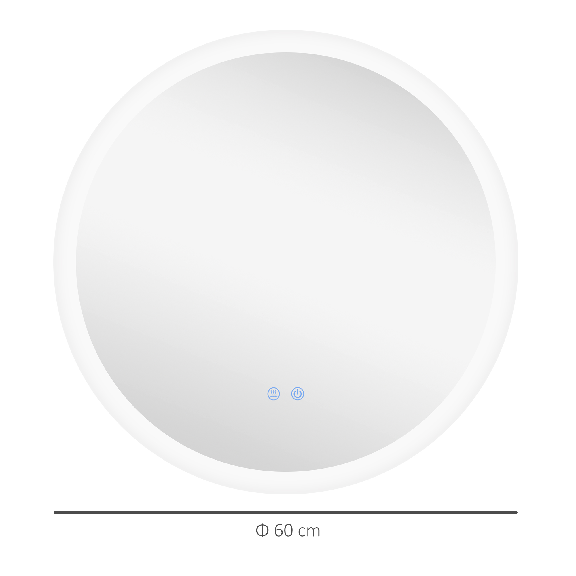 kleankin Round Bathroom Mirror with LED Lights, Wall-Mounted Dimmable Makeup Mirror with 3 Temperature Colours, Defogging Film, Memory Function, Hardwired, 60 x 60 cm 3