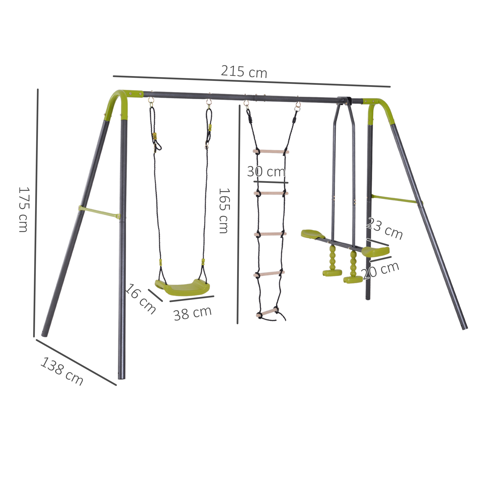Balançoire en bois traité 3 agrès et toboggan