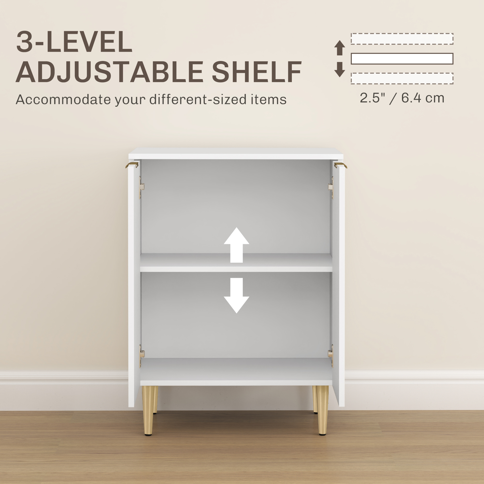 HOMCOM Adjustable Shelf Sideboard White 5