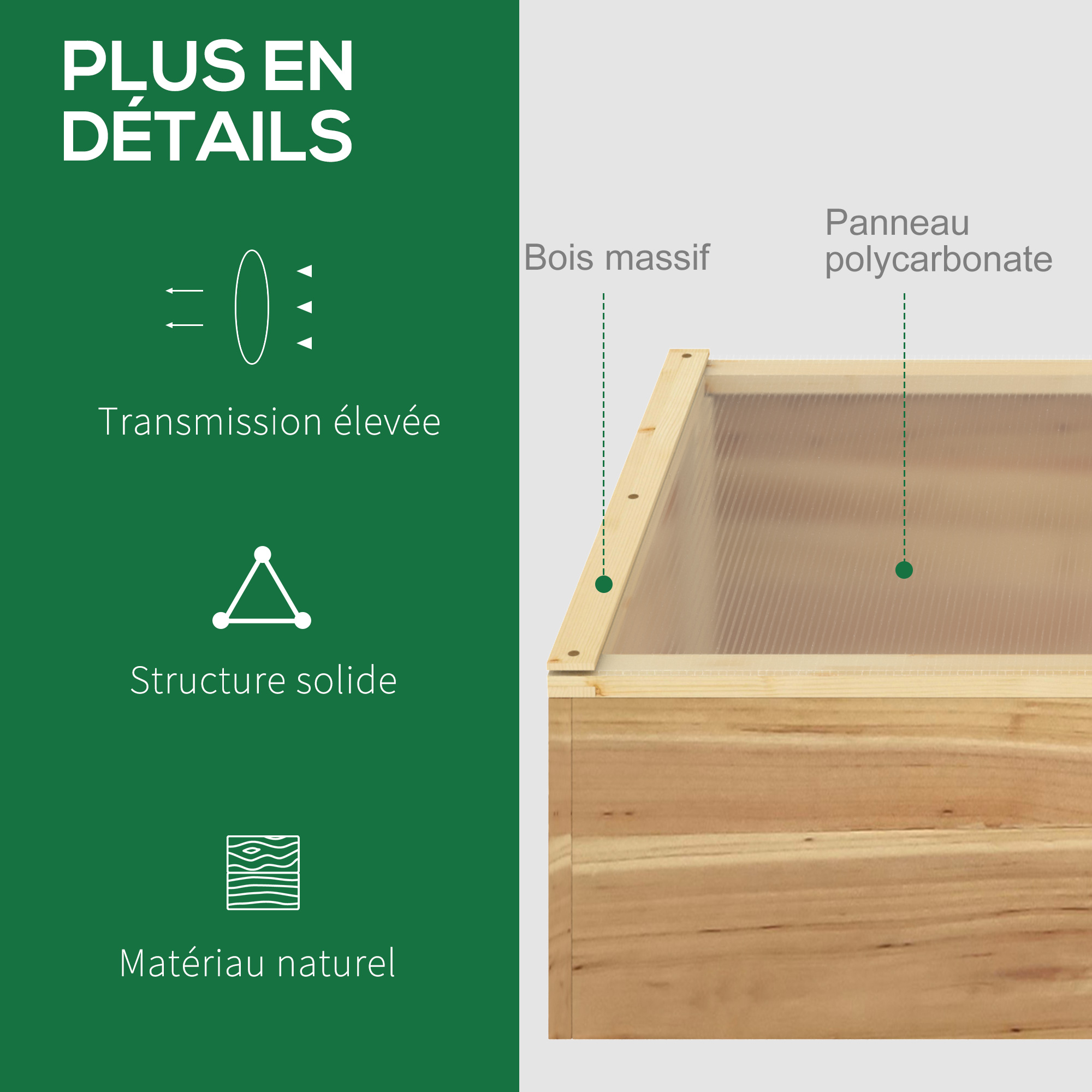 Mini Serre Sur Pieds Outsunny 60x57x103 Cm - Jardinière Surélevée Double Toit Polycarbonate Bois Et Acier