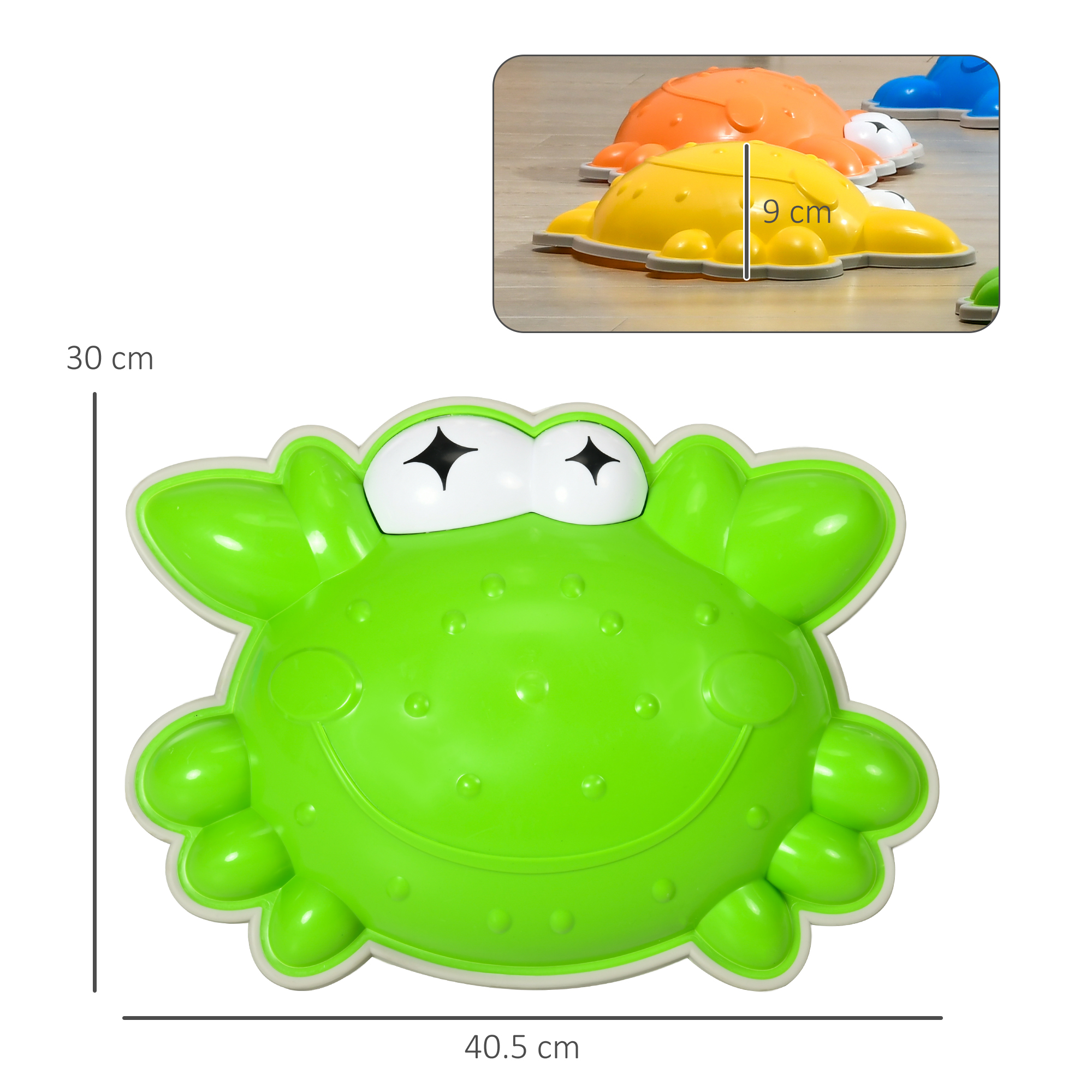 ZONEKIZ 9PCs Kids Stepping Stones with TPE Anti-Slip Edge, Crab-Designed Balance River Stones, Obstacle Courses, Stackable 3