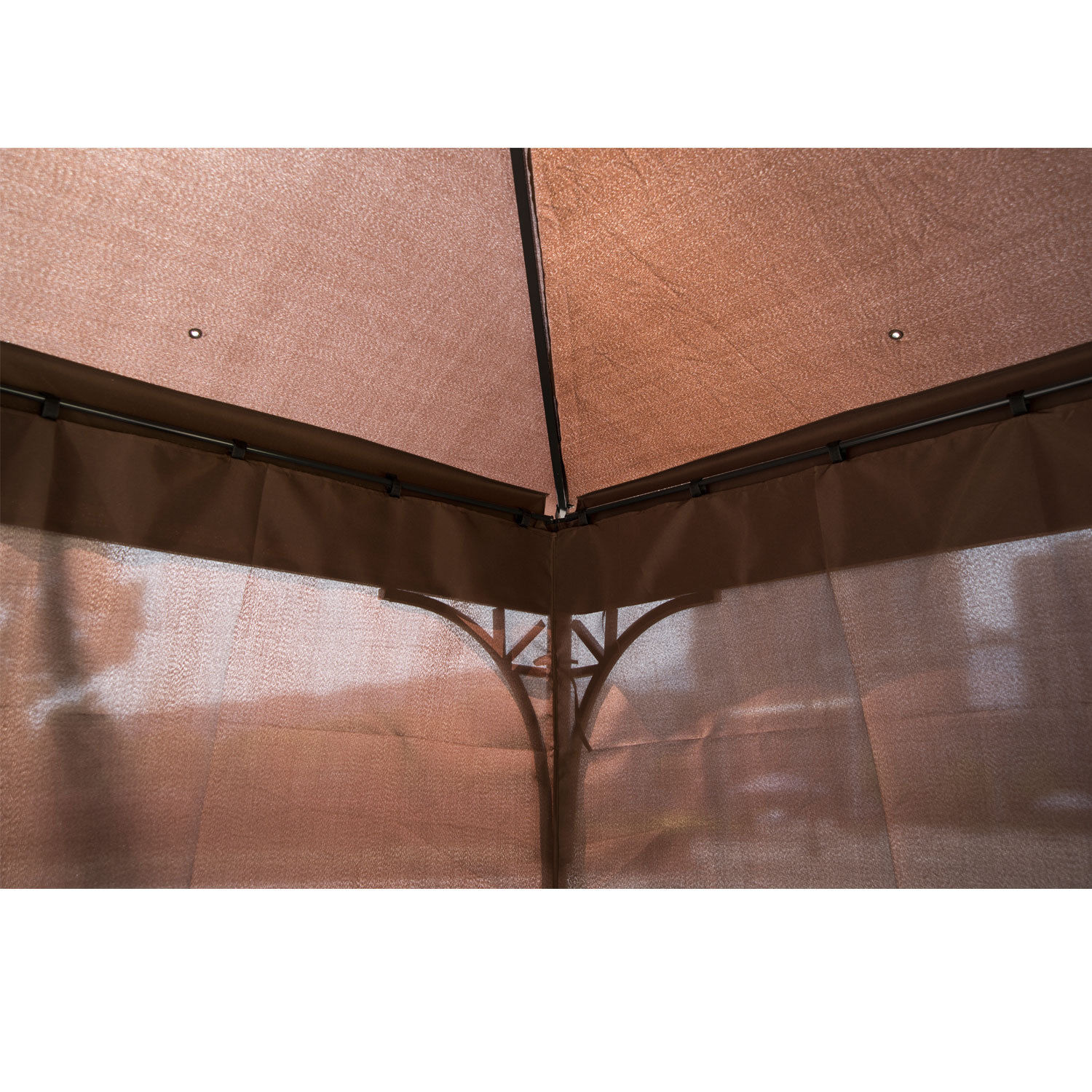 Outsunny 3 x 3(m) Garden Gazebo, Outdoor Gazebo Canopy Shelter with Curtains and Steel Frame for Lawn, Yard and Deck, Coffee 7