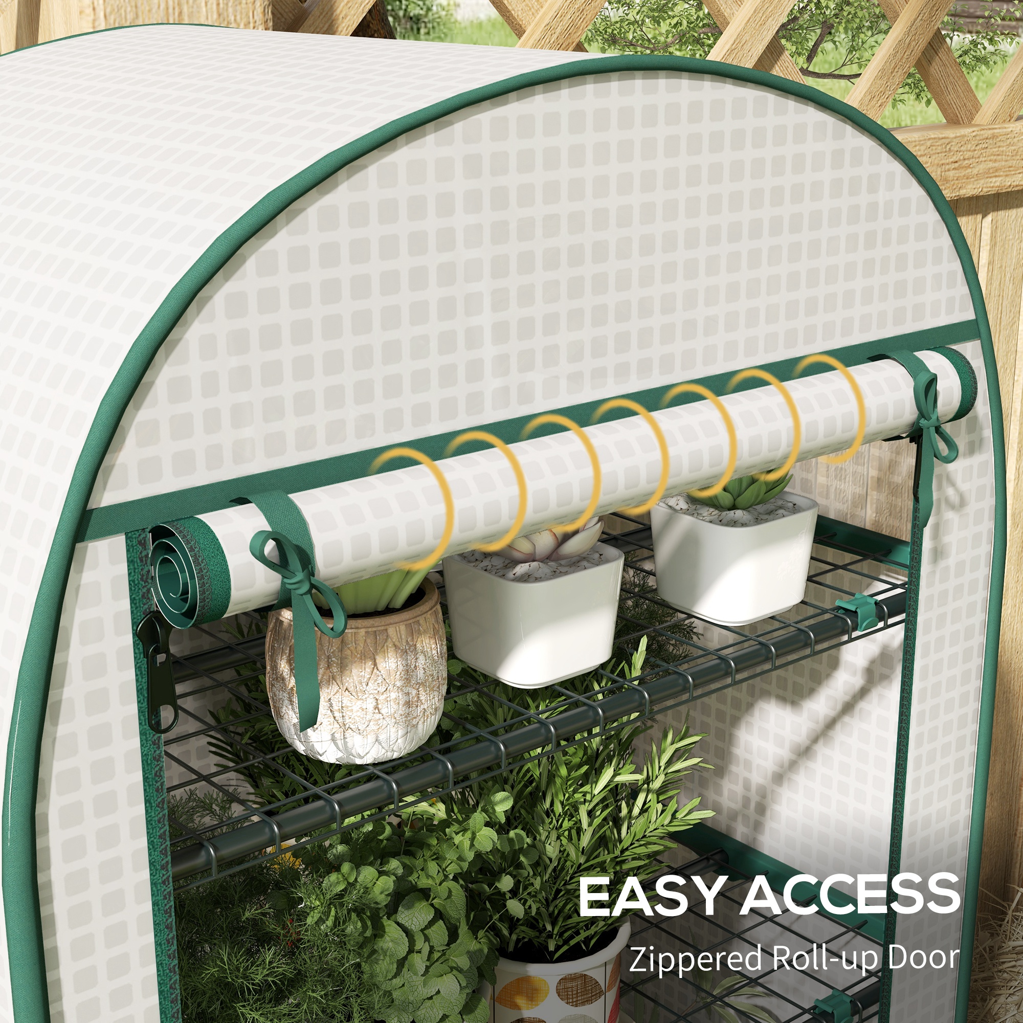Outsunny 4 Tier Mini Greenhouse for Outdoor, Portable Gardening Plant Green House with Storage Shelf, Roll-Up Zipped Door, Metal Frame and PE Cover, 80 x 49 x 160cm, White 5
