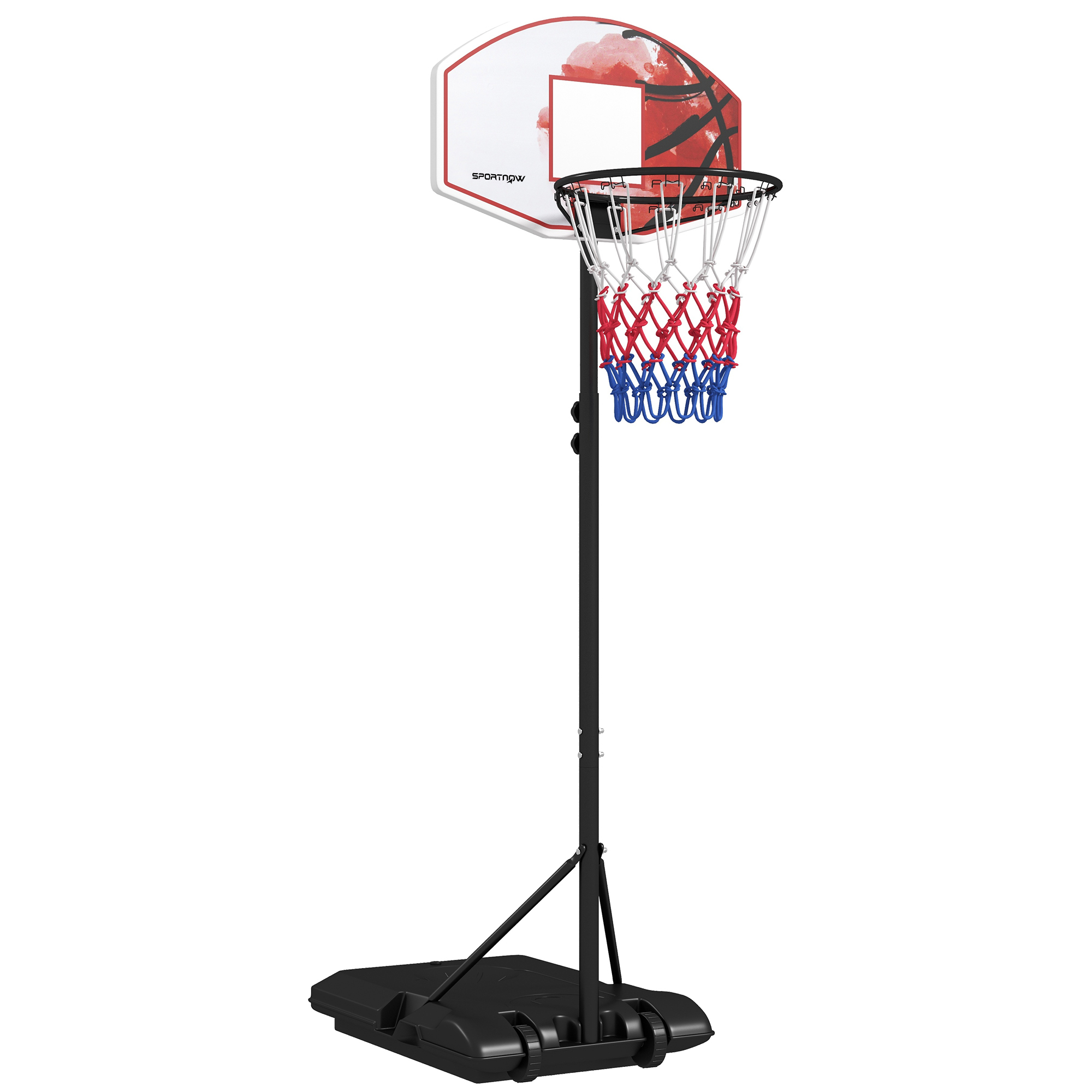 SPORTNOW Adjustable Basketball Stand Net System, with Wheels, Enlarged Base, PE, Backboard, 179-209cm