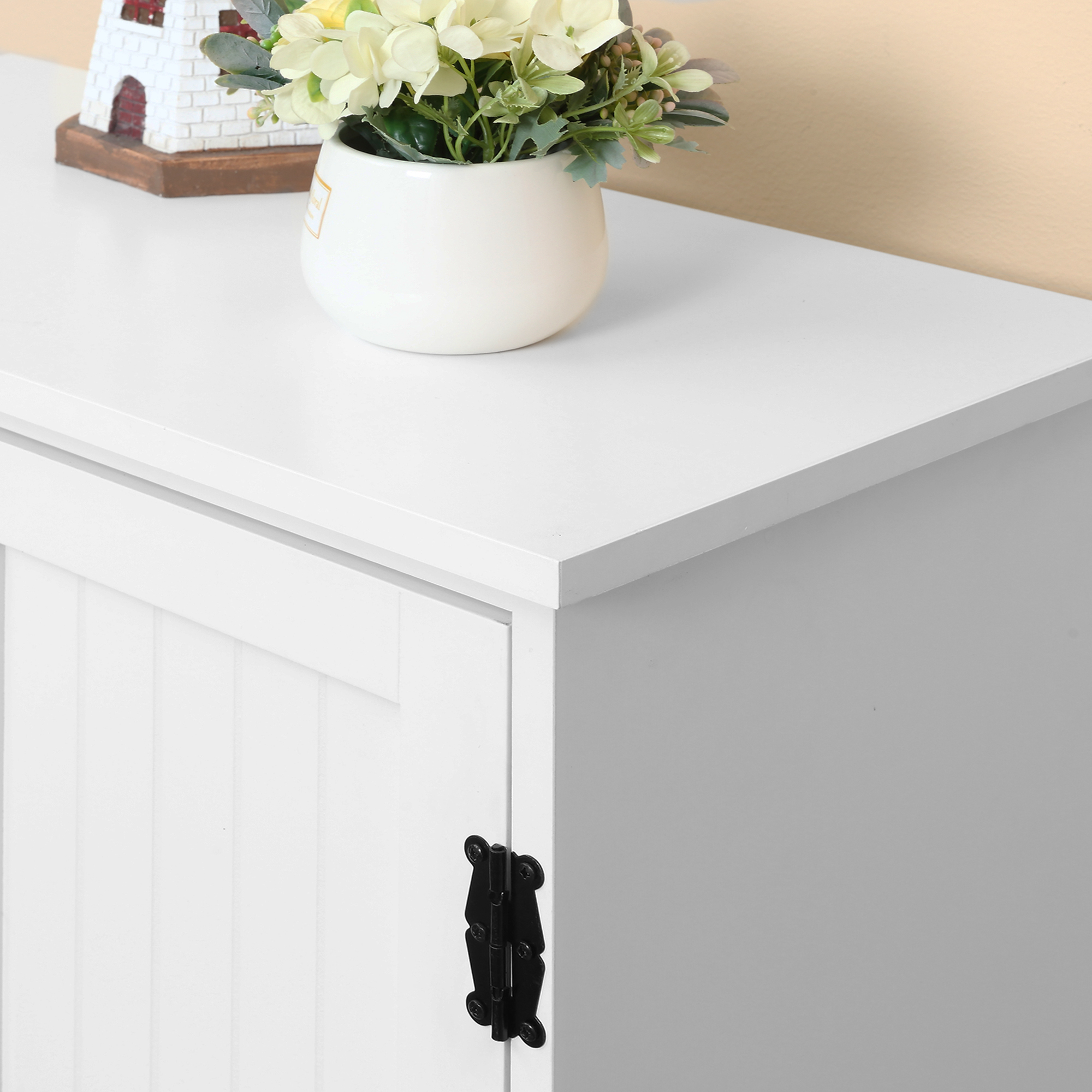 HOMCOM Accent Floor Storage Cabinet Kitchen Cupboard with Adjustable Shelves and 2 Lower Doors, White 8
