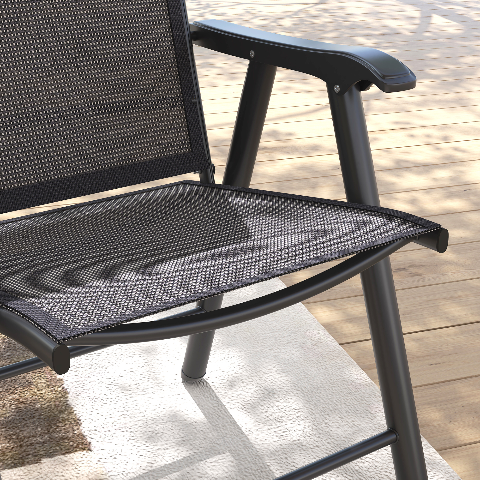 Outsunny Set of Four Folding Garden Chairs Charcoal Grey 8
